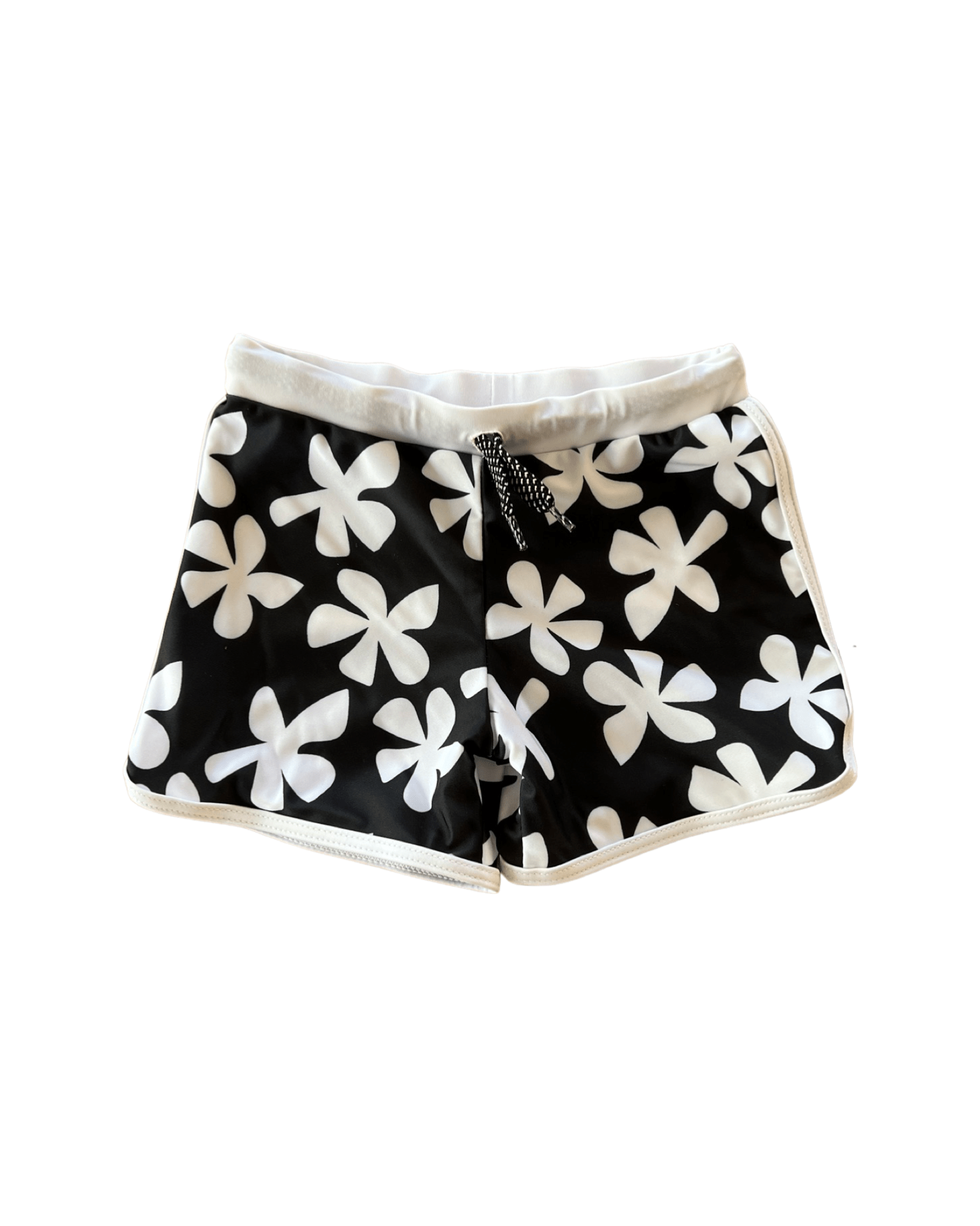 Toddler Soft Shorts for Swim in Black Plumeria Kids OF ONE SEA 6 months Black Plumeria 