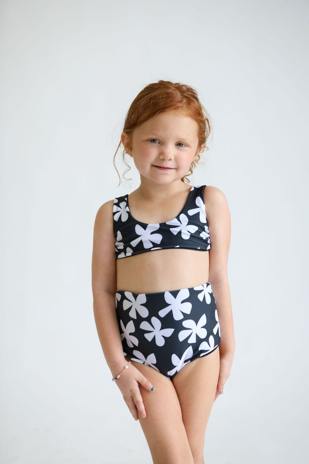 Girl's Bikini Separates in Black Plumeria Kids OF ONE SEA   