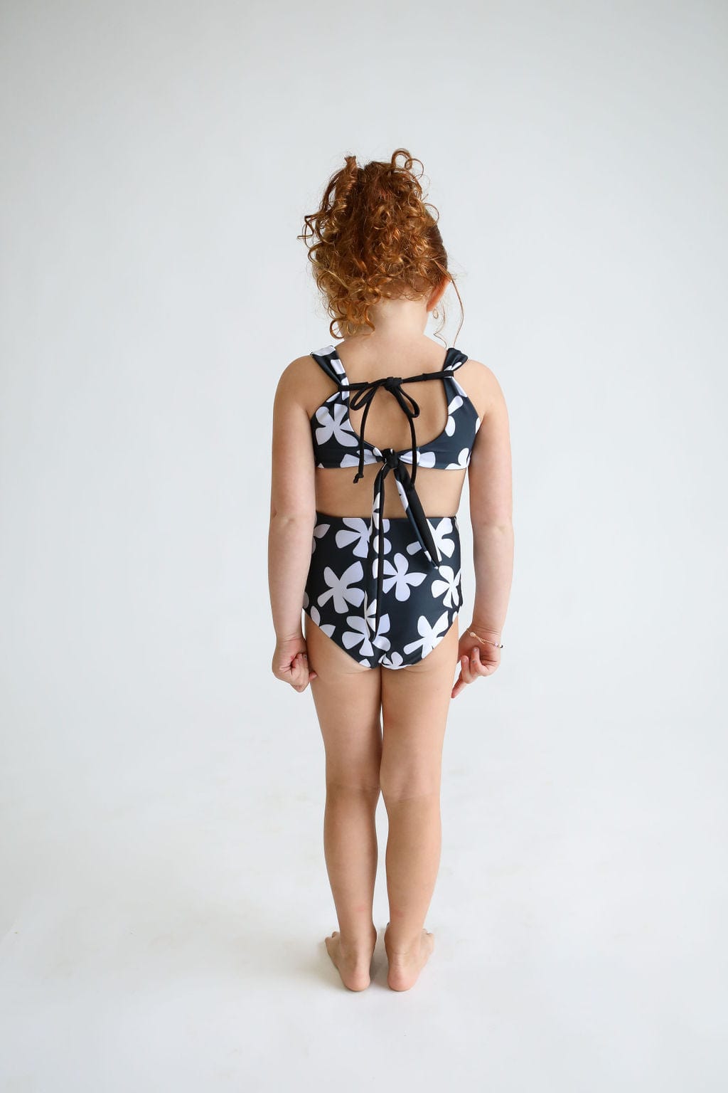 Girl's Bikini Separates in Black Plumeria Kids OF ONE SEA   