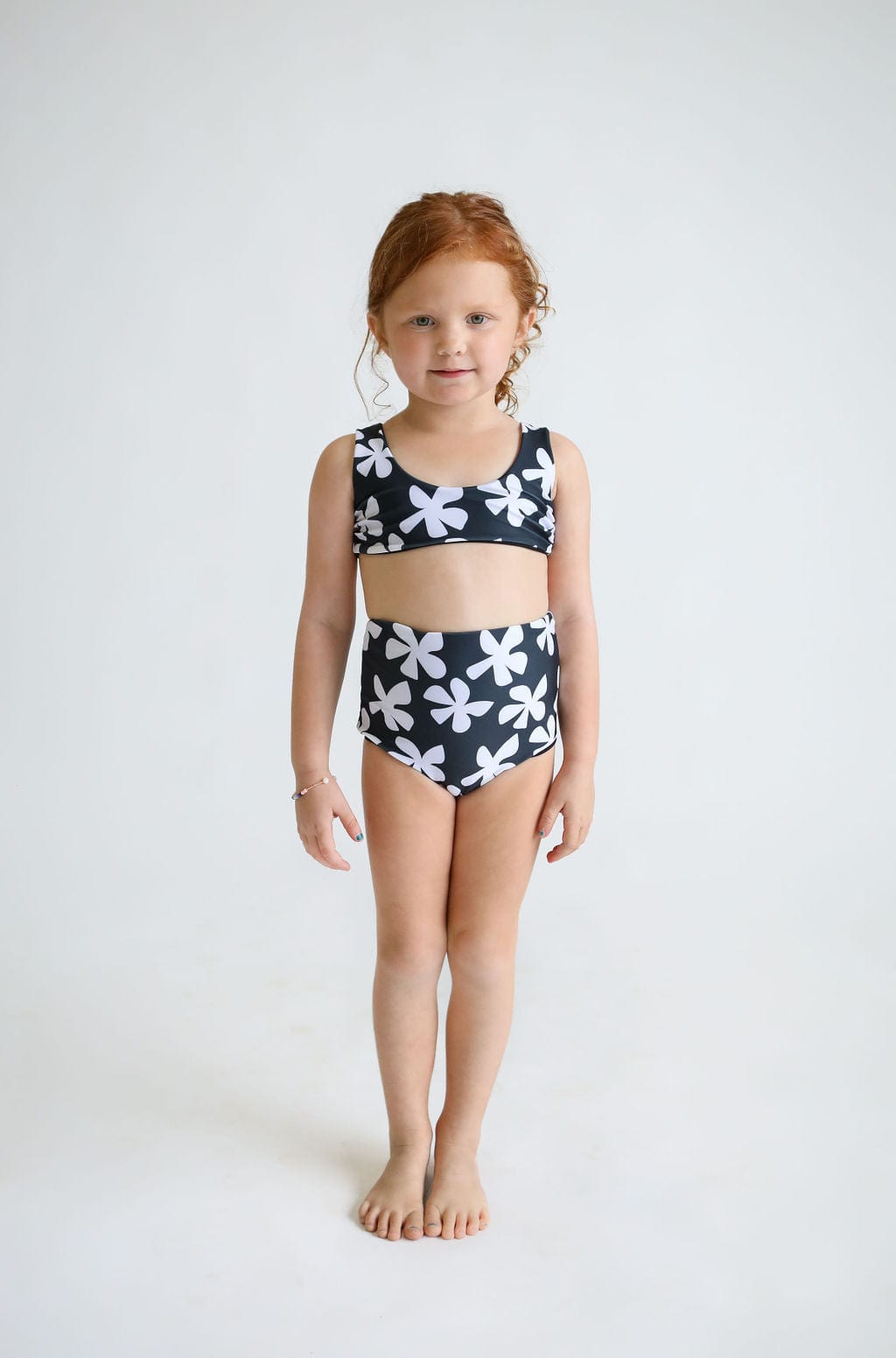 Girl's Bikini Separates in Black Plumeria Kids OF ONE SEA   