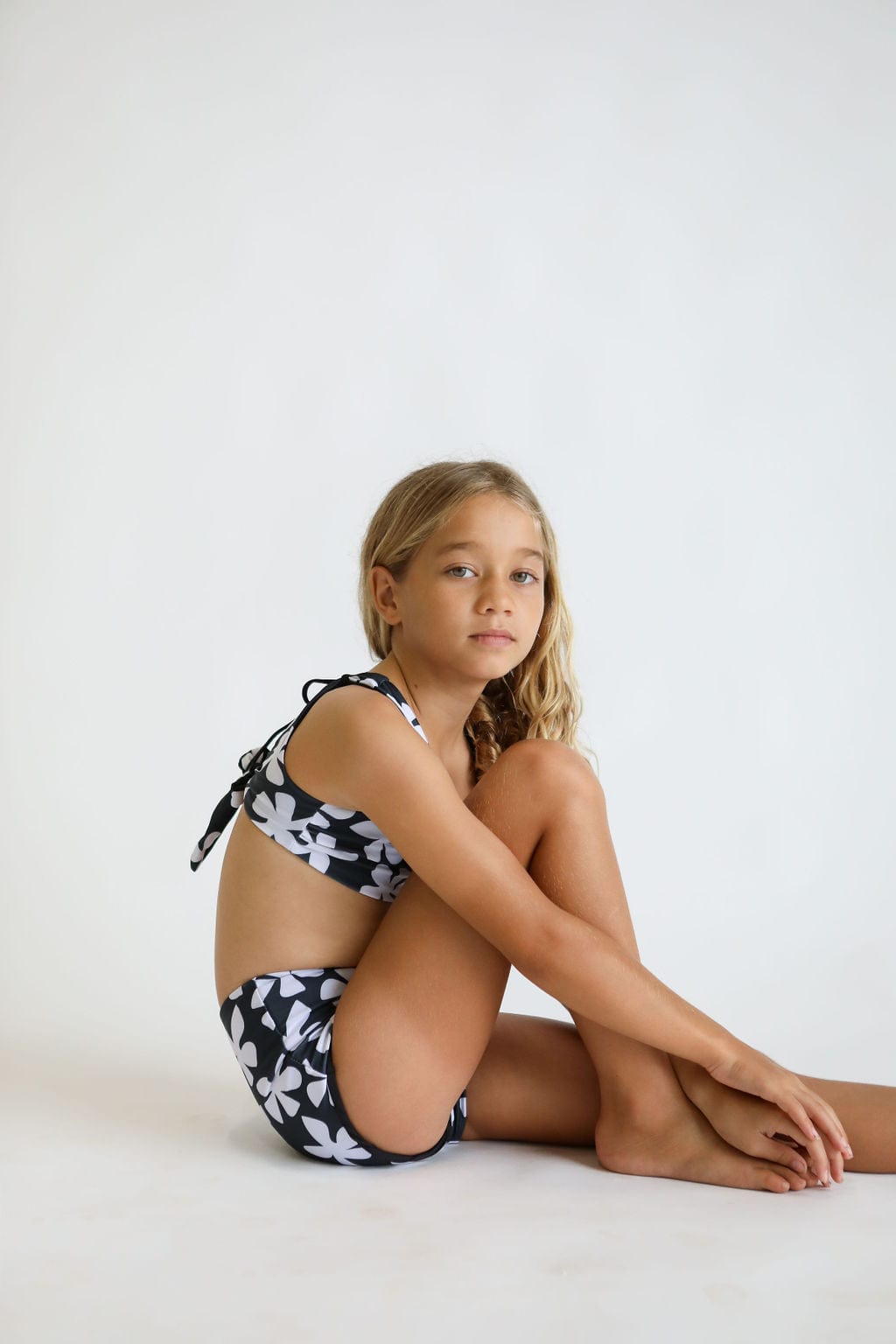 Girl's Bikini Separates in Black Plumeria Kids OF ONE SEA   