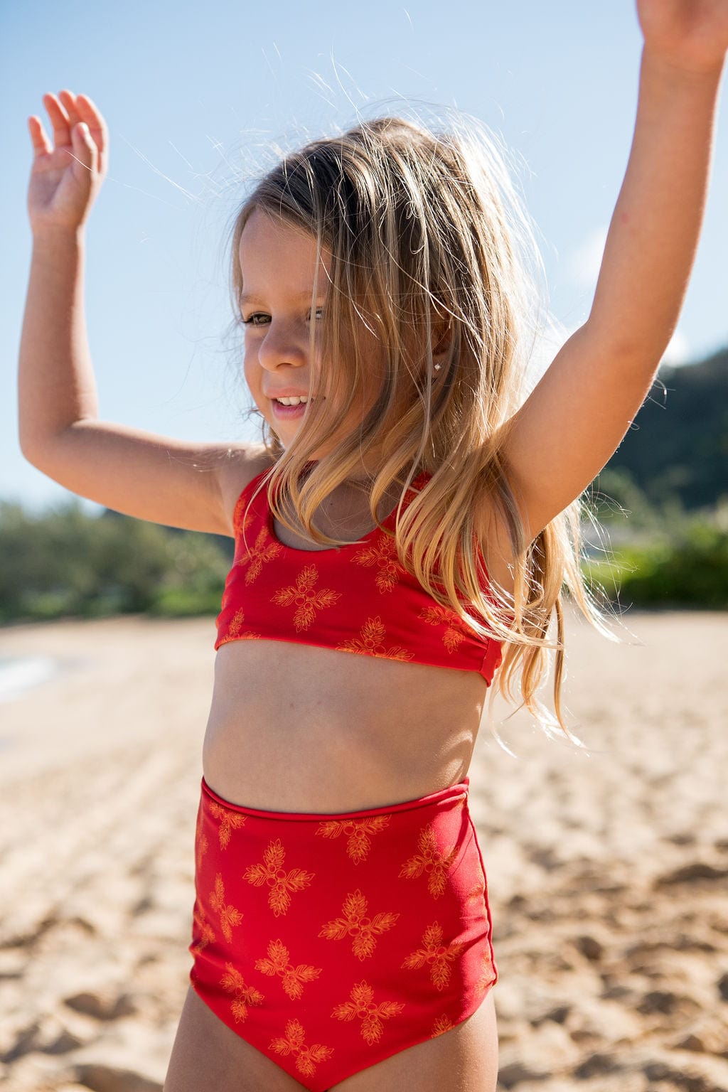 Girl's Bikini Separates in Red Breadfruit Bandana Kids OF ONE SEA   