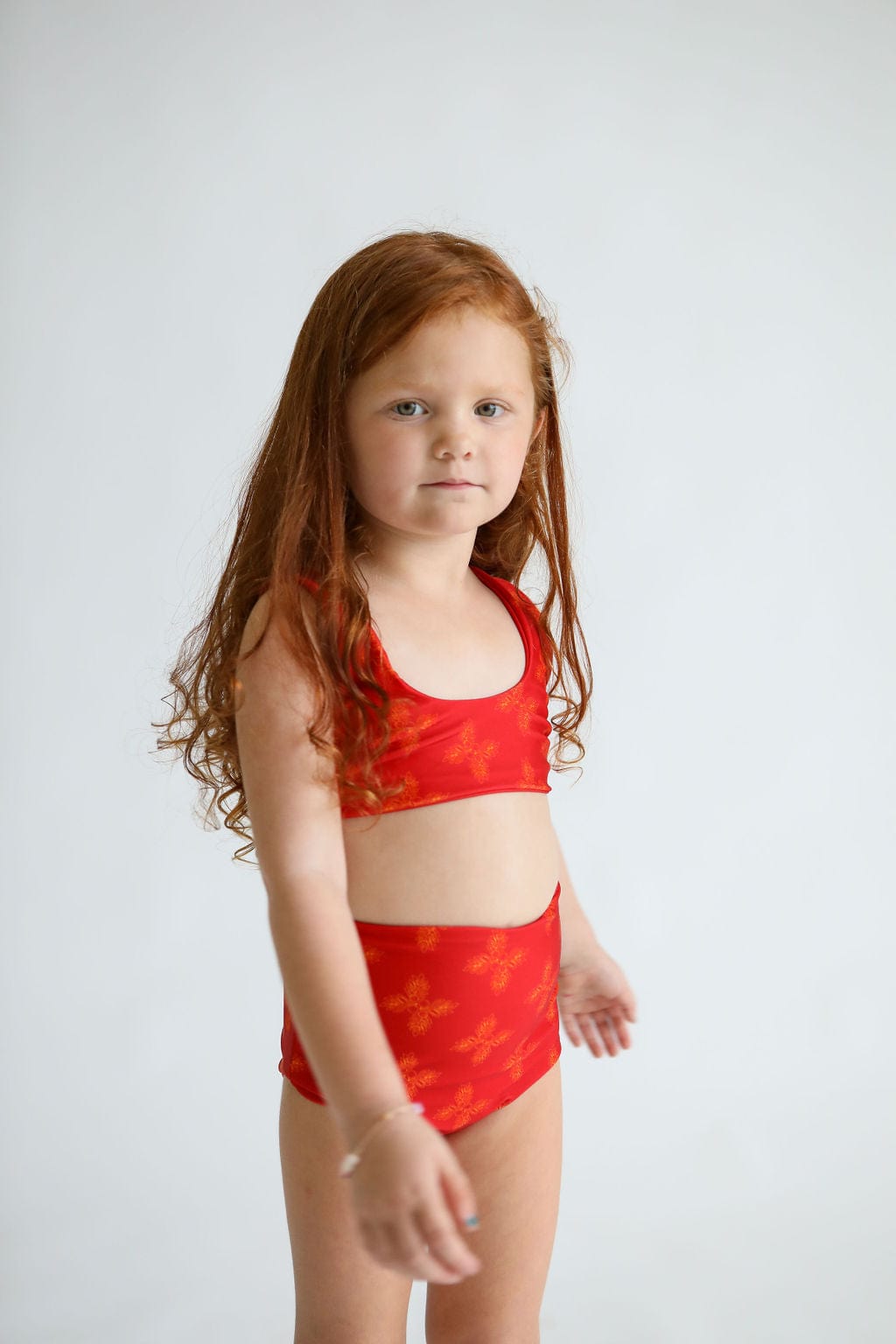 Girl's Bikini Separates in Red Breadfruit Bandana Kids OF ONE SEA   