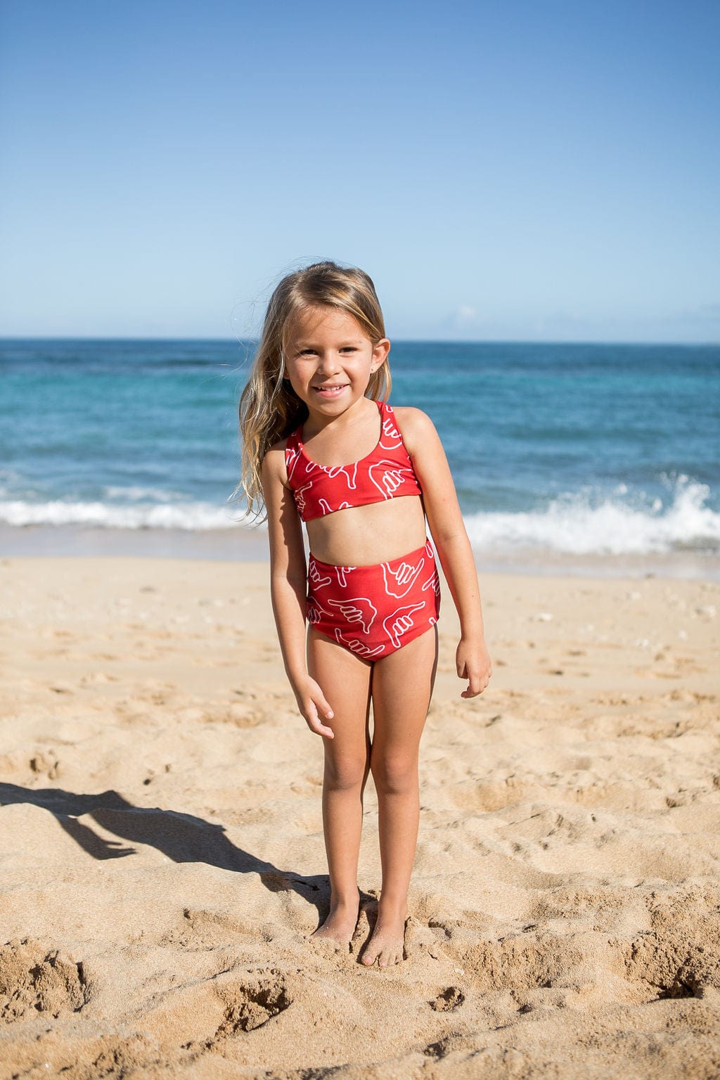 Girl's Bikini Separates in Red Shaka Kids OF ONE SEA   