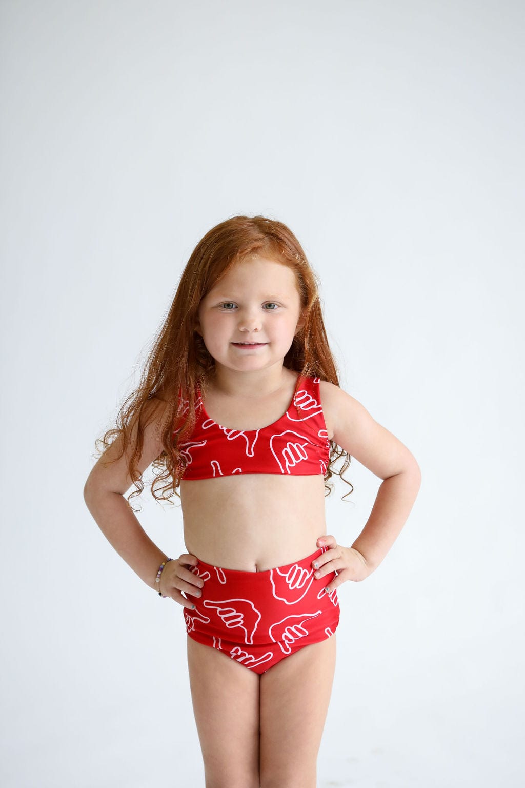 Girl's Bikini Separates in Red Shaka Kids OF ONE SEA   