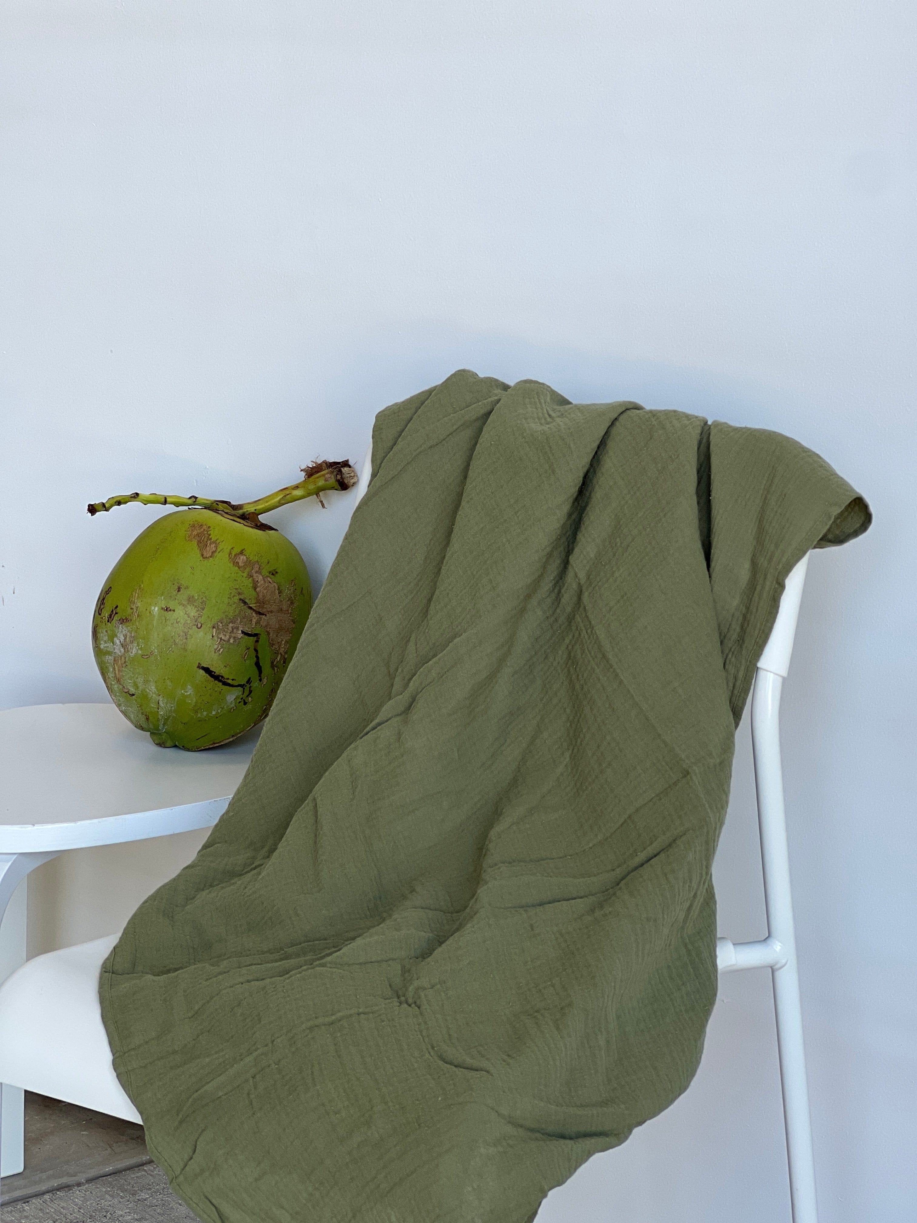 Muslin Sarong/Towel in Moss Totes + Towels OF ONE SEA Women's one size LARGE Moss 