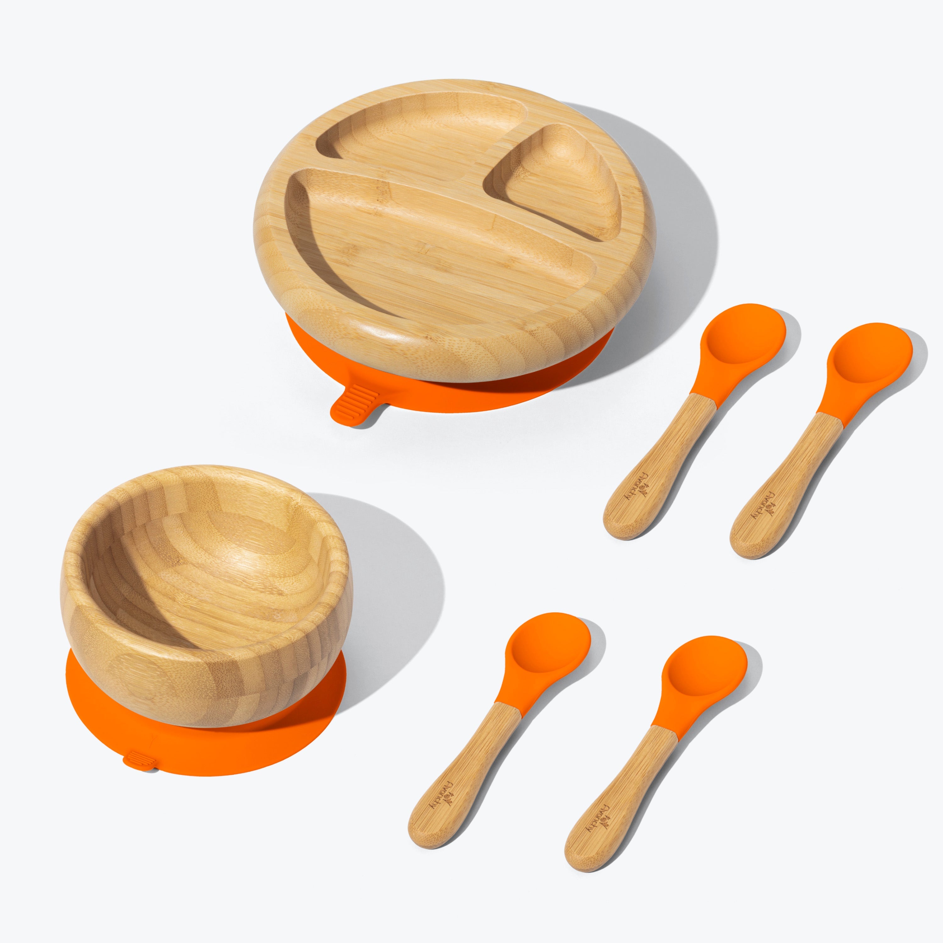 Avanchy Bamboo Starter Kits Nursing & Feeding Avanchy Sustainable Baby Dishware Spoons Orange 