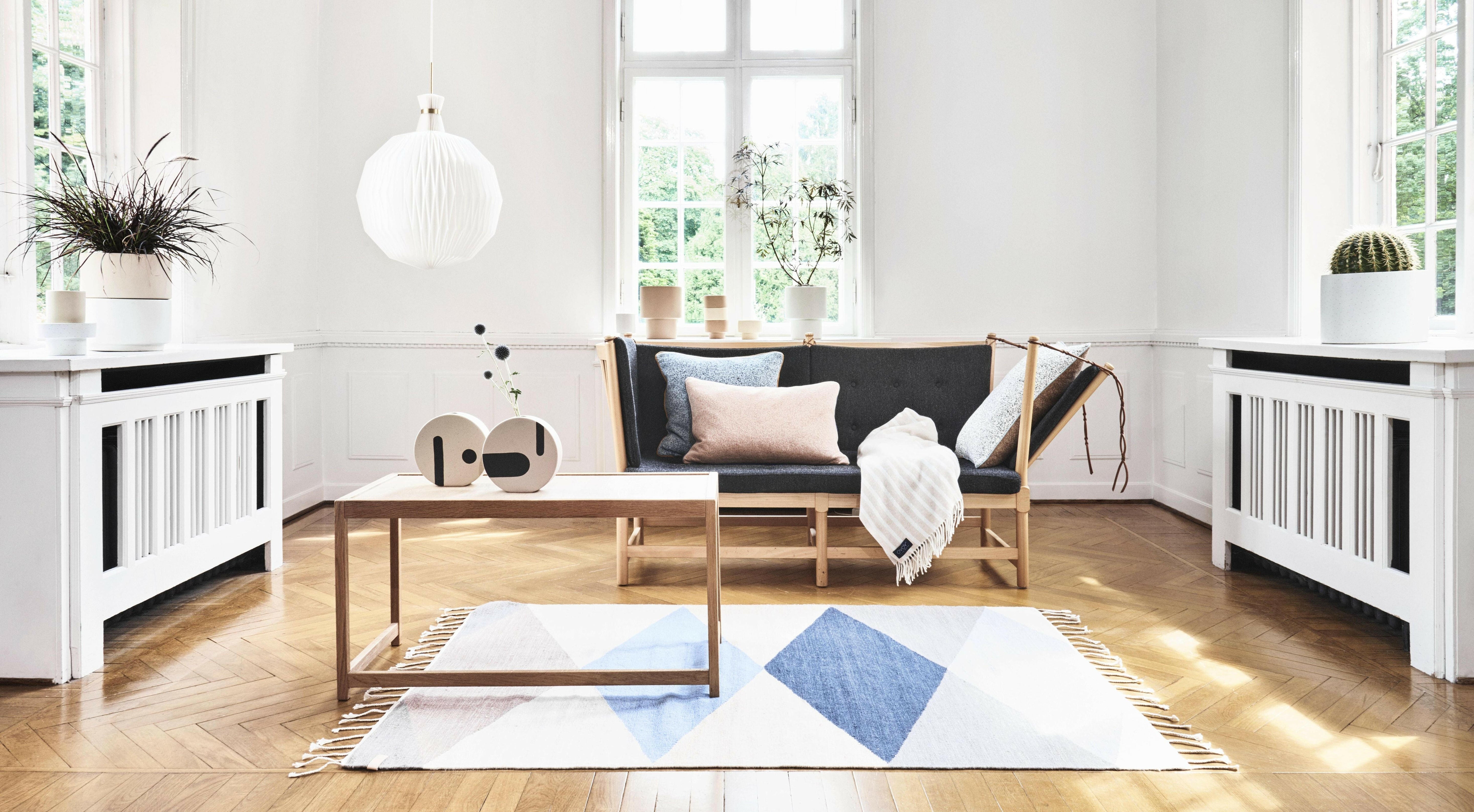 Alba Plaid Throw - Blue / Camel Blankets OYOY   