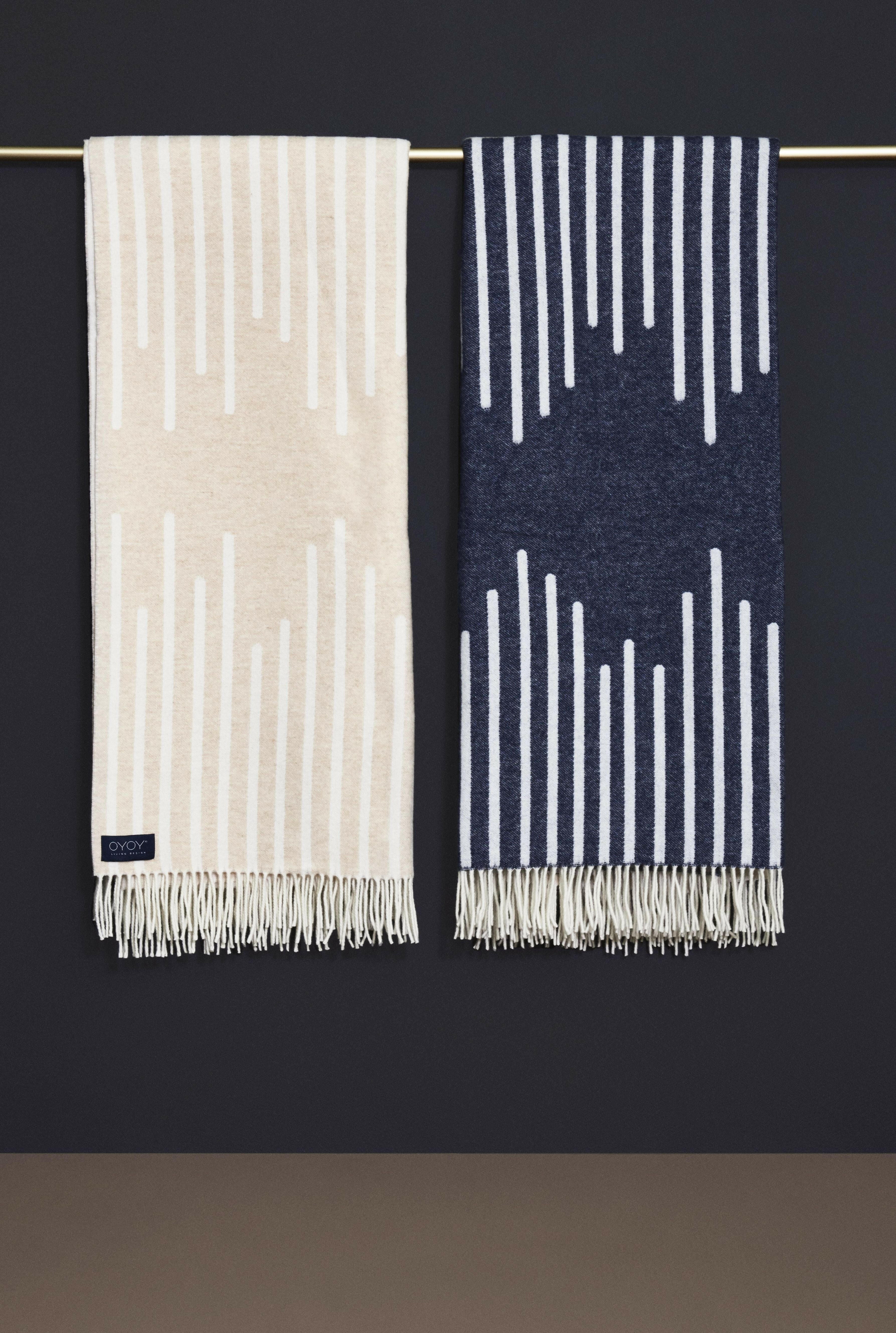 Alba Plaid Throw - Blue / Camel Blankets OYOY   