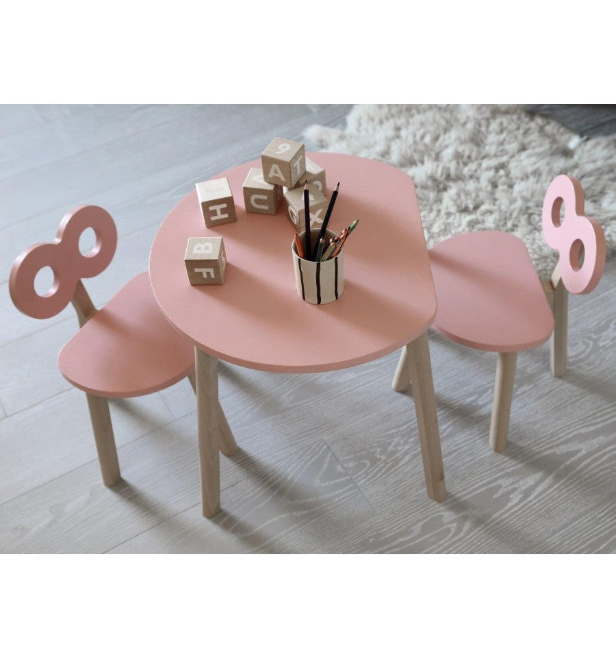 Wooden Half-Moon Children's Table  - Pink Children's Furniture Ooh Noo   