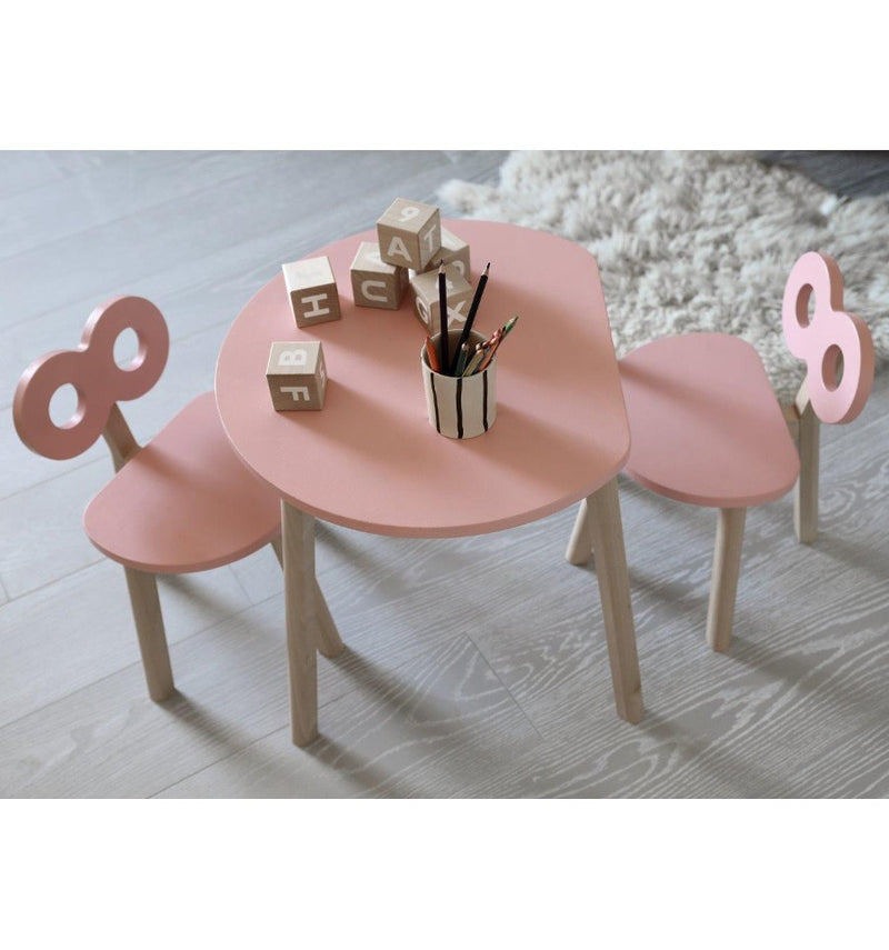 Wooden Half-Moon Children's Table  - Pink