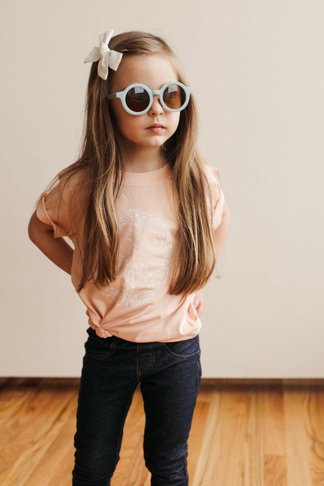 Peace Floral Kid’s Illustrated T-Shirt Kids Polished Prints   