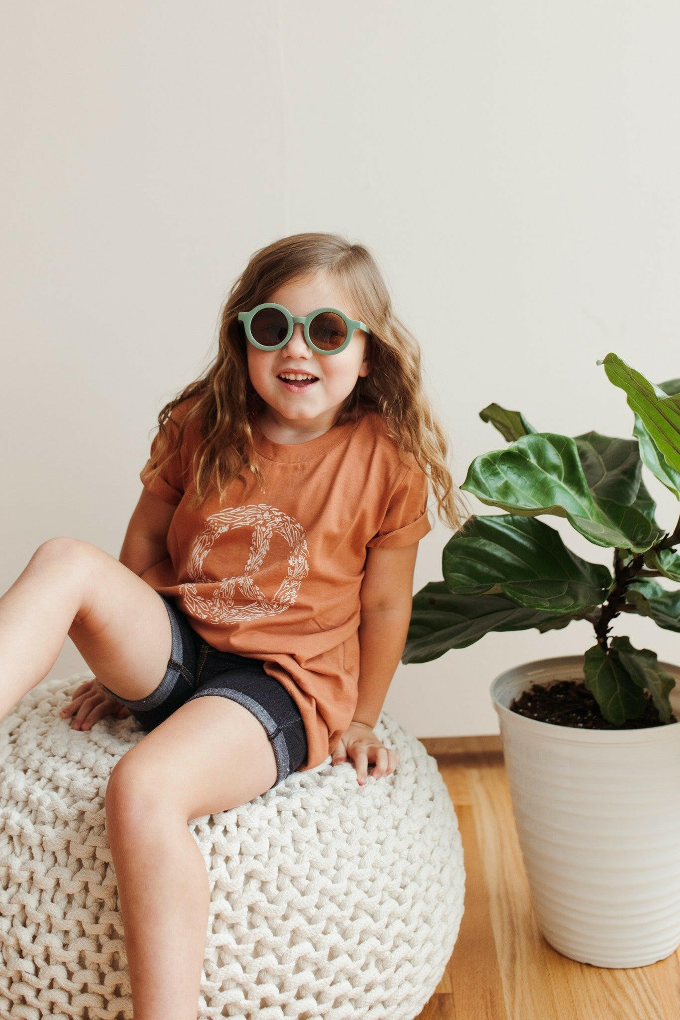 Peace Floral Kid’s Illustrated T-Shirt Kids Polished Prints   