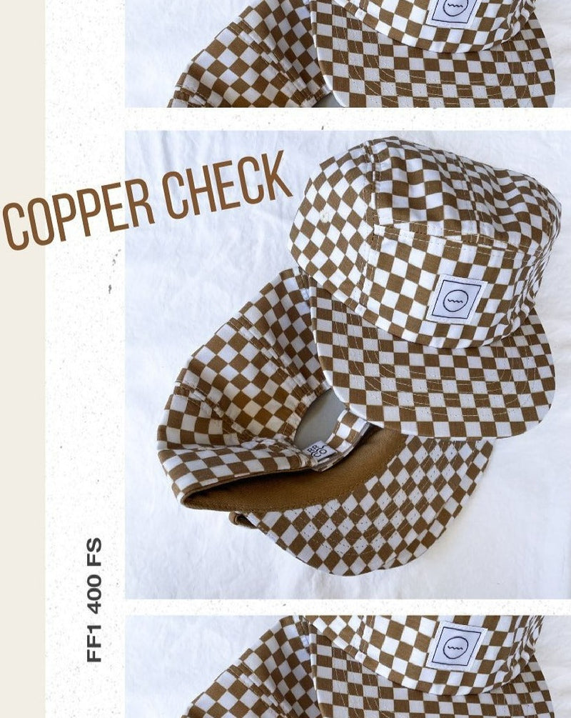 Five-Panel Kids Hat - Copper Check
