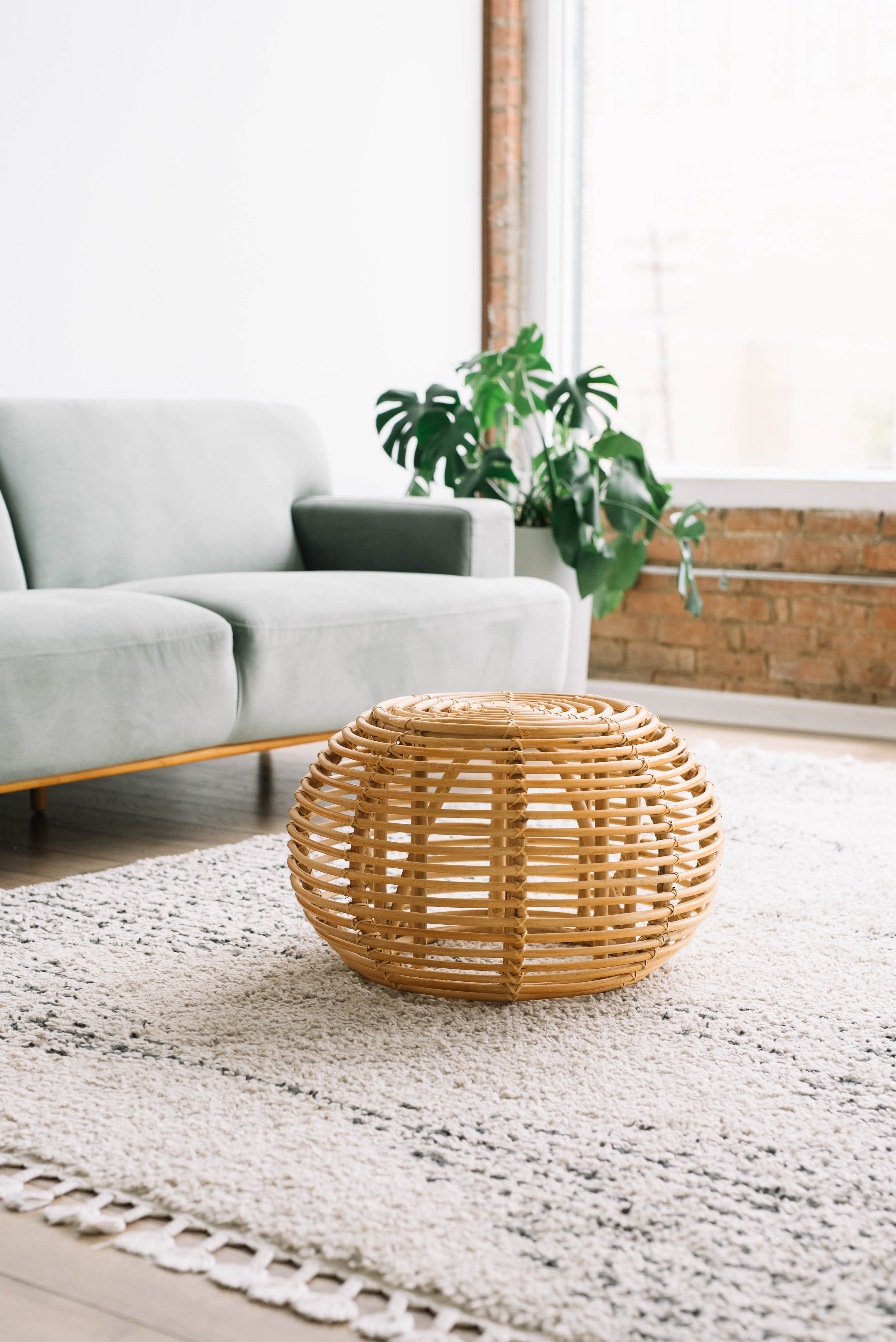 Rattan Stool Ottoman Furniture Ellie & Becks Co.   