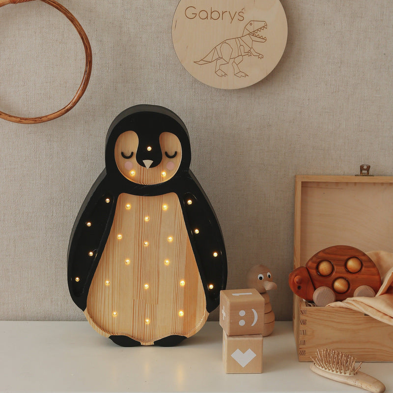 Lampe veilleuse en bois - Pingouin- Little Lights