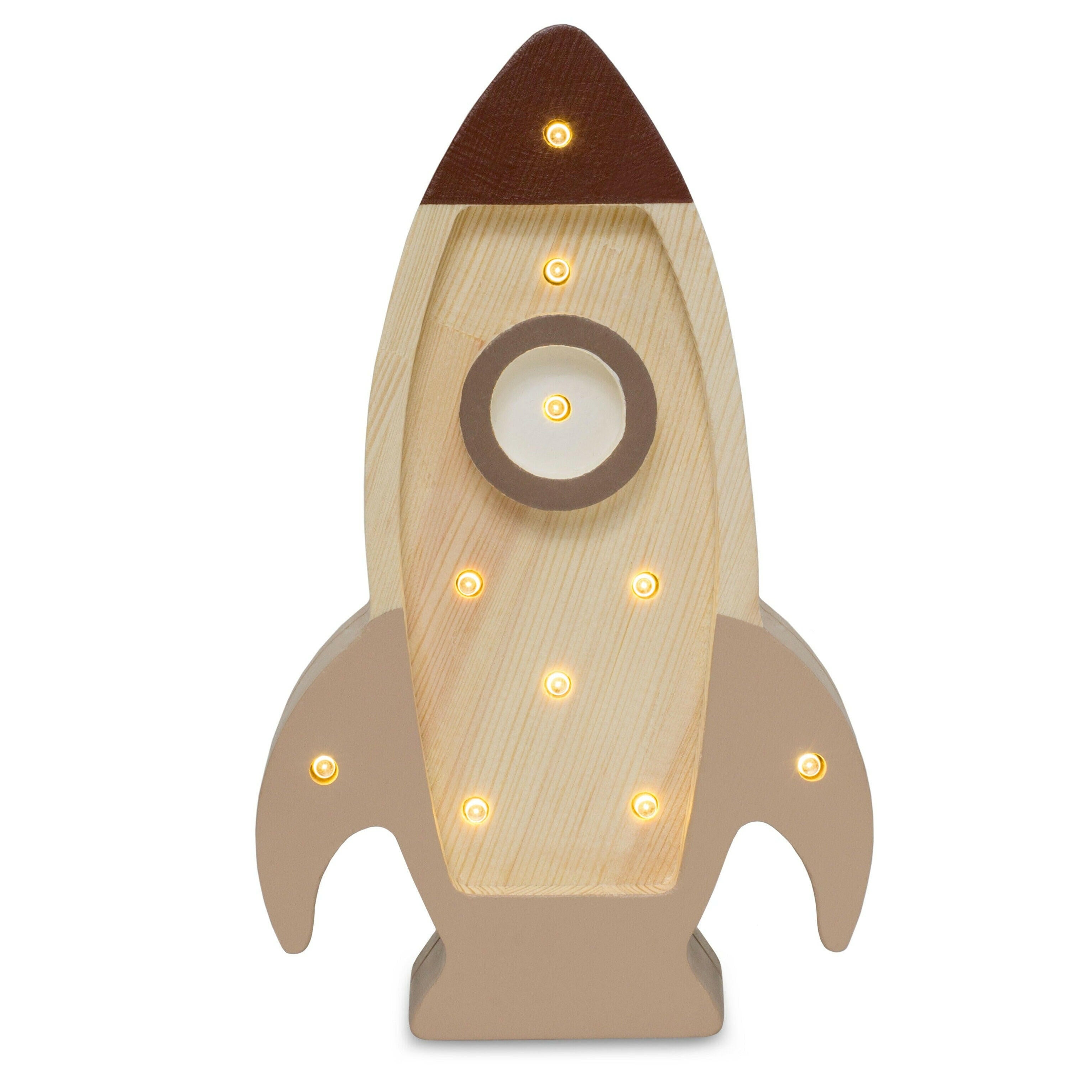Little Lights Mini Rocket Ship Lamp Baby & Toddler Little Lights US Cappuccino Wood  