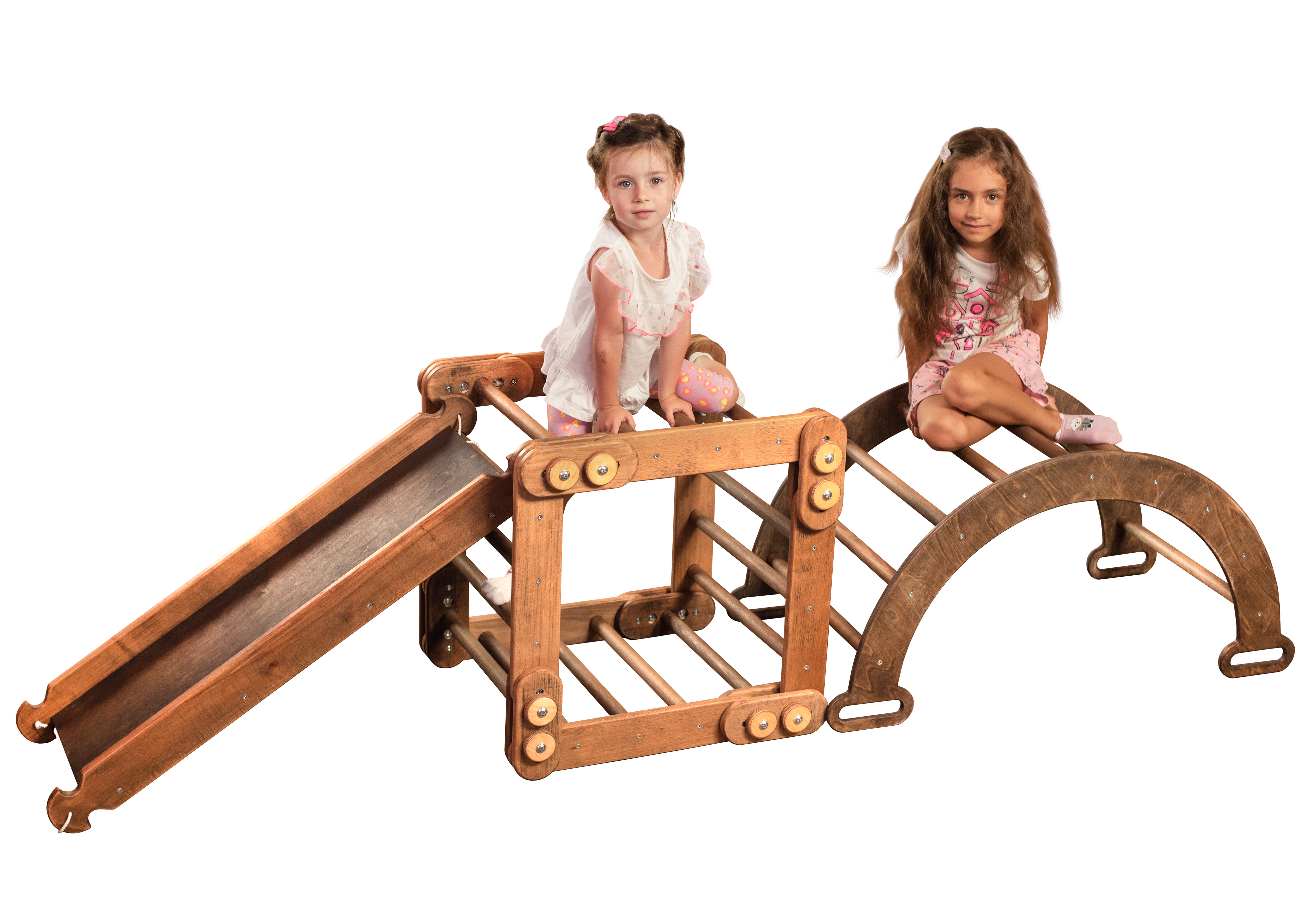 3in1 Montessori Climbing Set: Snake Ladder + Arch/Rocker + Slide Board/Ramp – Chocolate 3in1 Playsets Goodevas Chocolate  