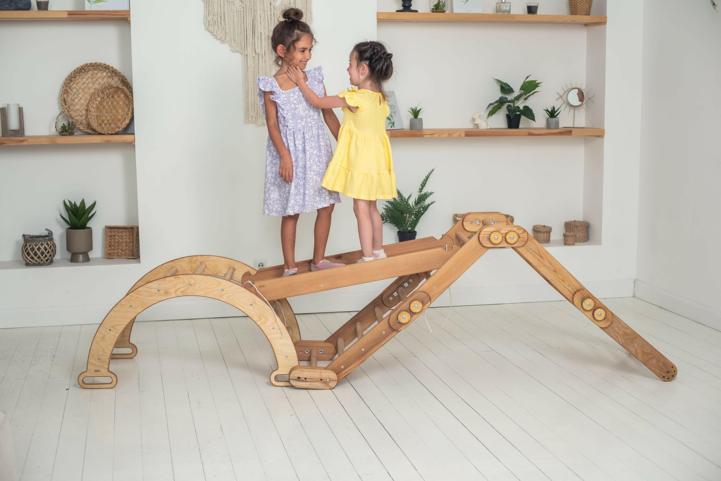 3in1 Montessori Climbing Snake Set: Snake Ladder + Slide/Ramp + Arch Climber – Beige 3in1 Playsets Goodevas   