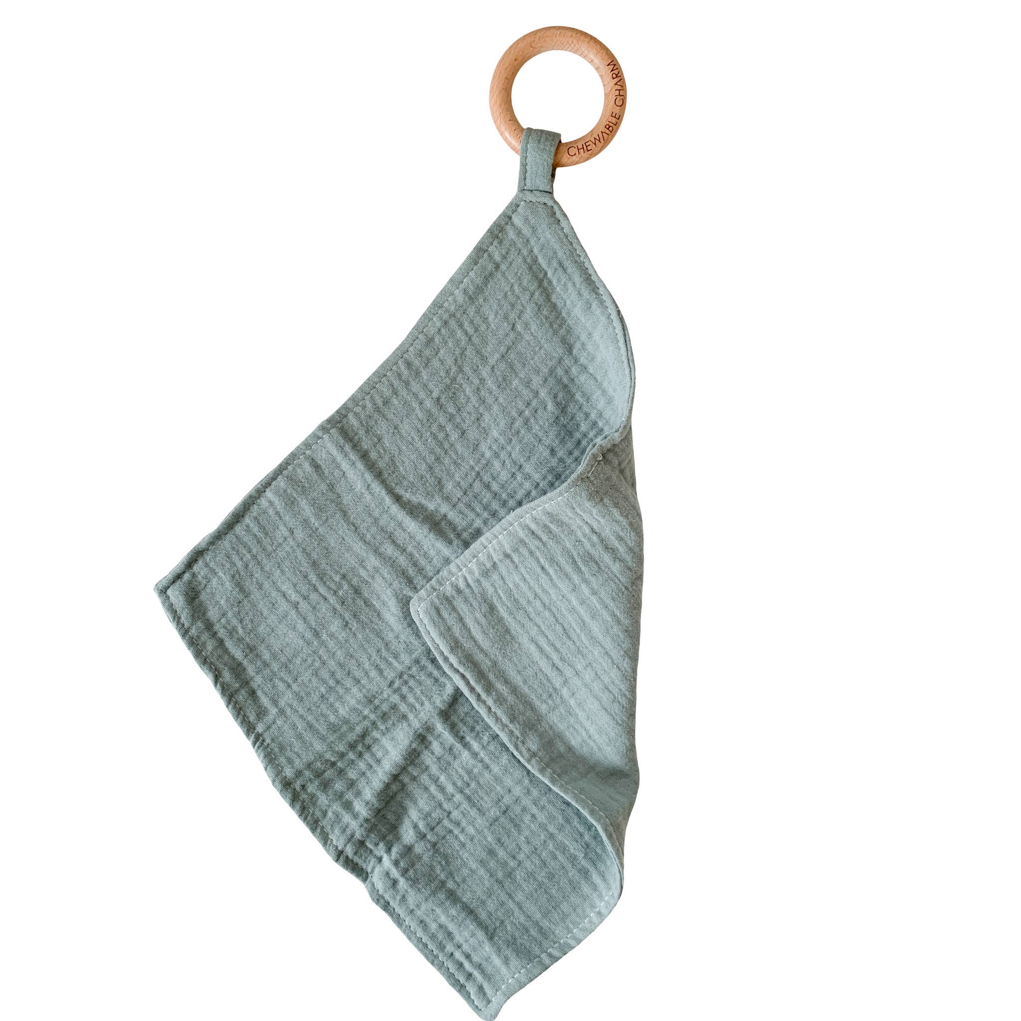 Muslin Teething Ring Baby Essentials Chewable Charm Sage  