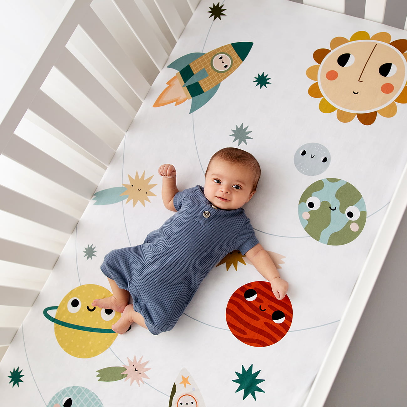 Space Explorer Standard Size Crib Sheet Crib sheets Rookie Humans   