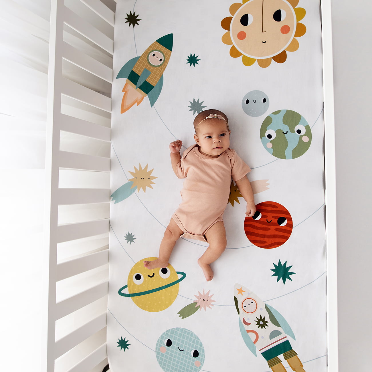 Space Explorer Standard Size Crib Sheet Crib sheets Rookie Humans   