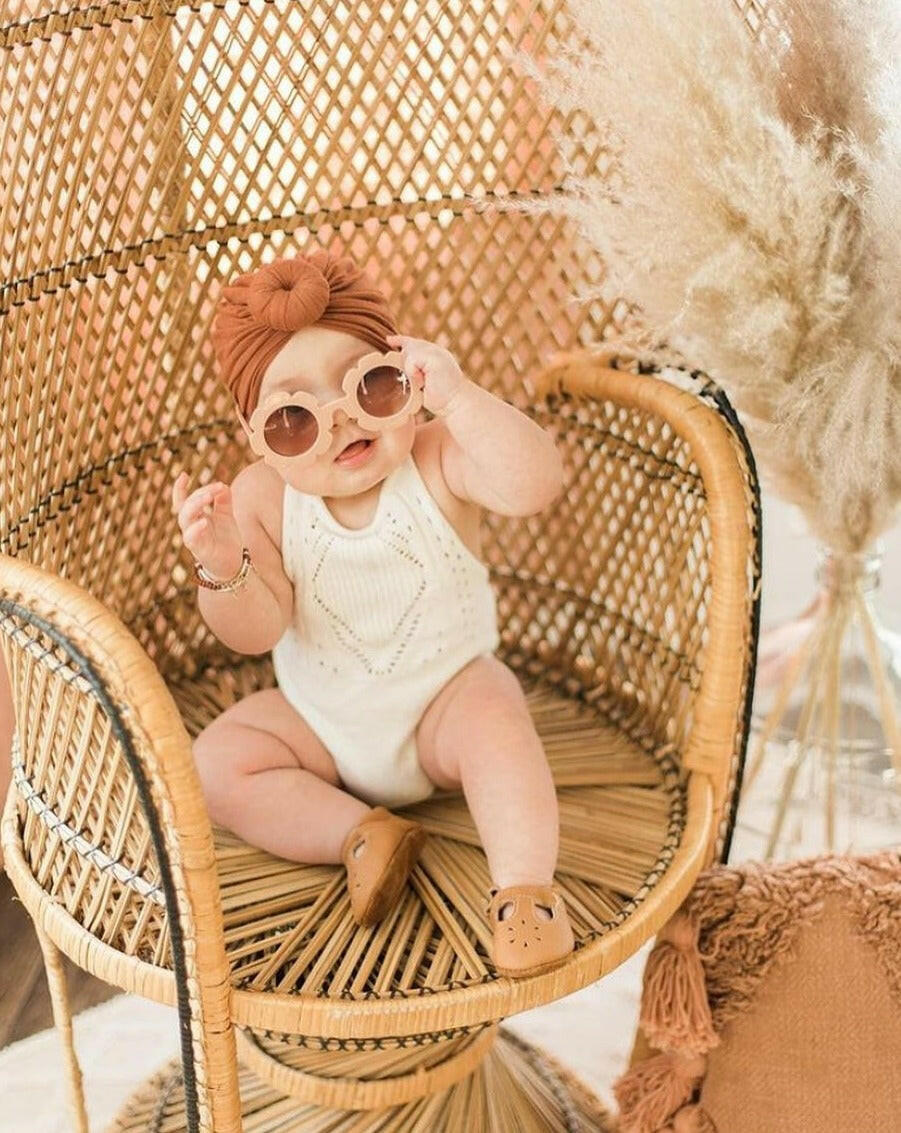 Baby Leather T Strap Shoe - Camel tan Shoes Starry Knight Design   