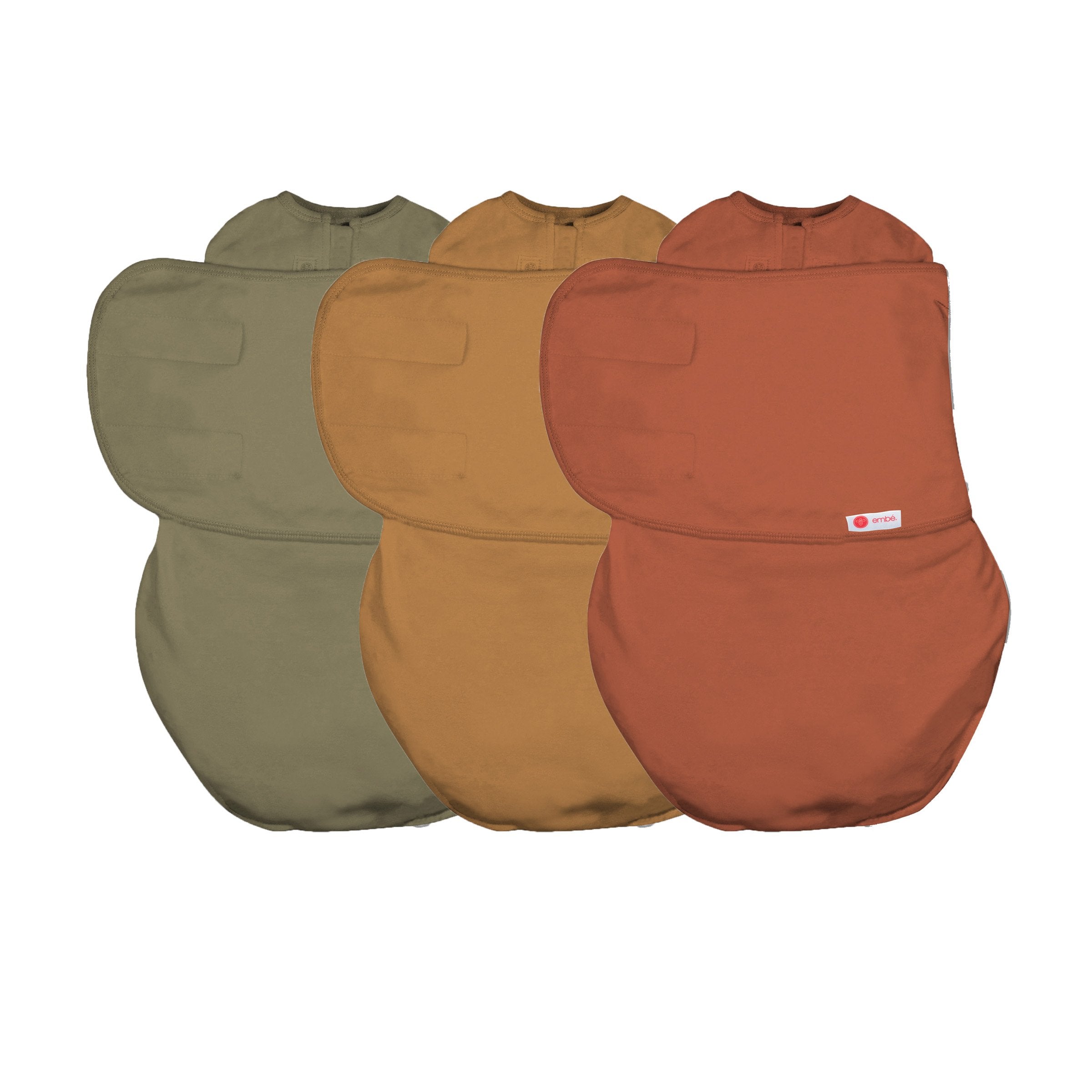 3-Pack Swaddle Wrap Bundle 100% Cotton Jersey embé® Rust Sand Moss  