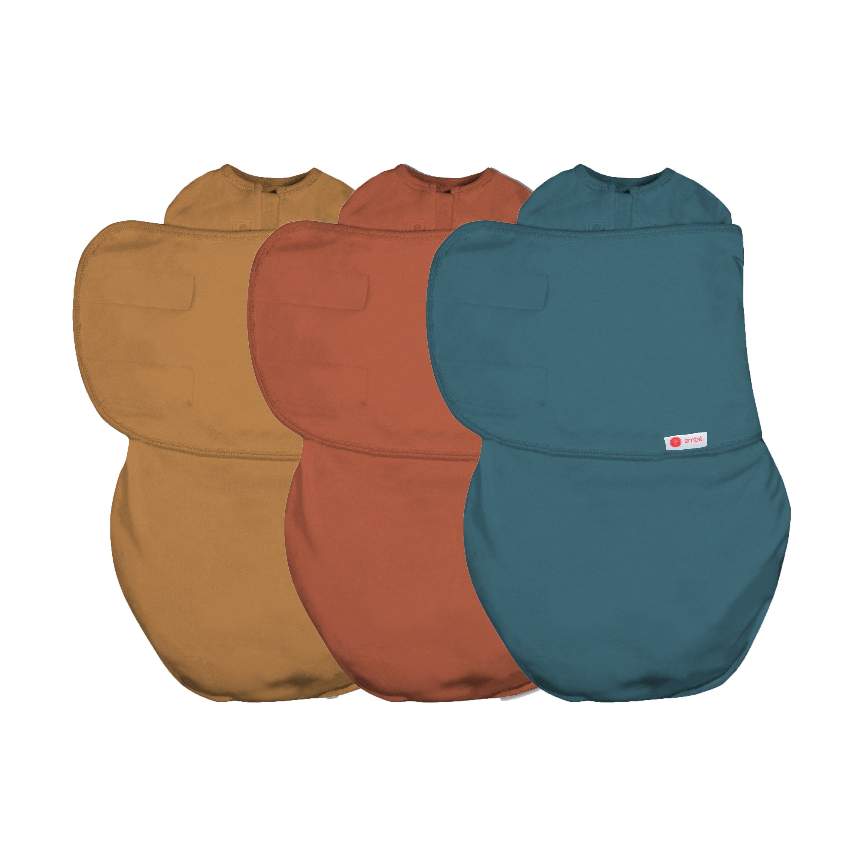 3-Pack Swaddle Wrap Bundle 100% Cotton Jersey embé® Rust Sand Spruce  