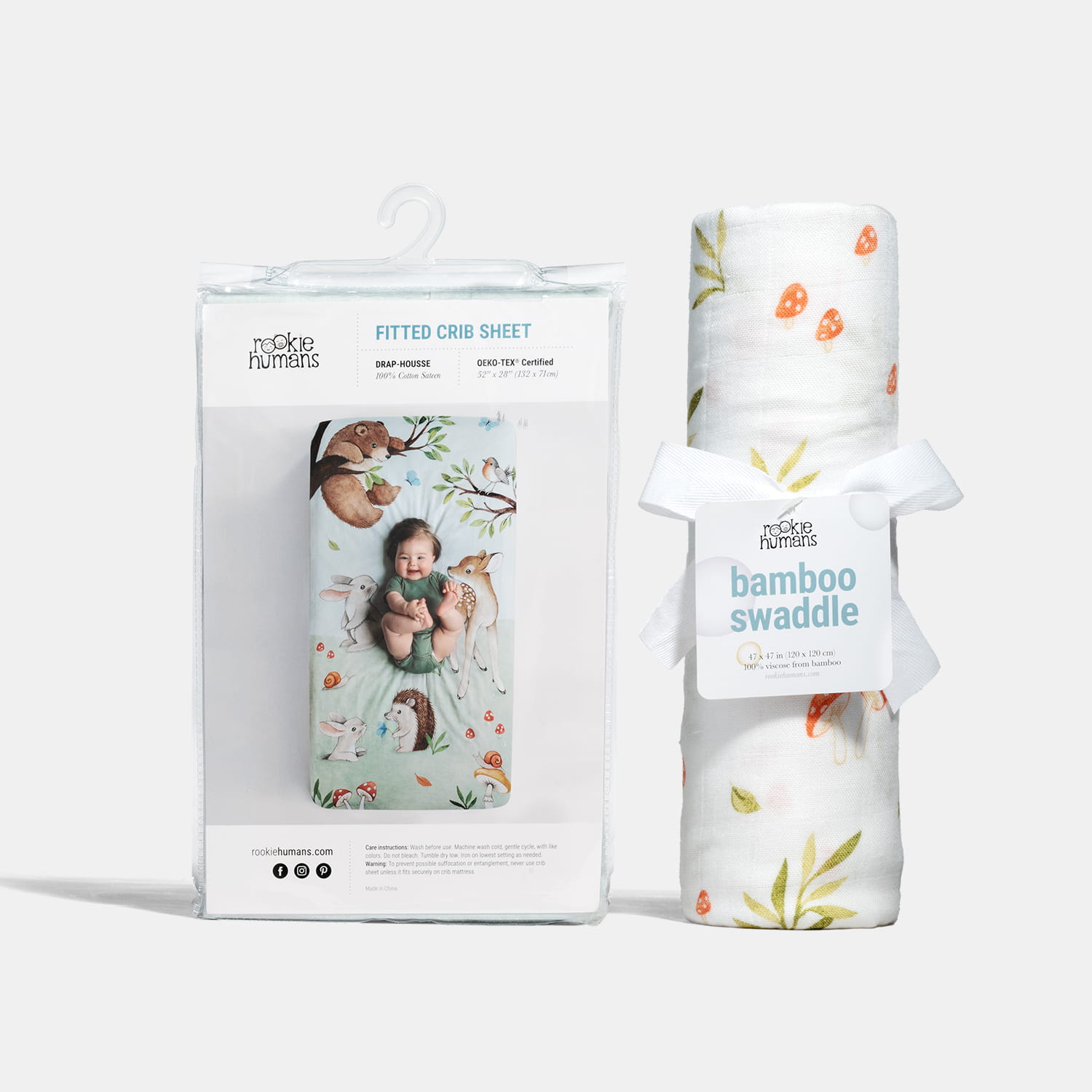 Crib sheet and Swaddle bundle - Enchanted Forest  Rookie Humans   