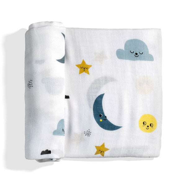 Moon and stars bamboo swaddle