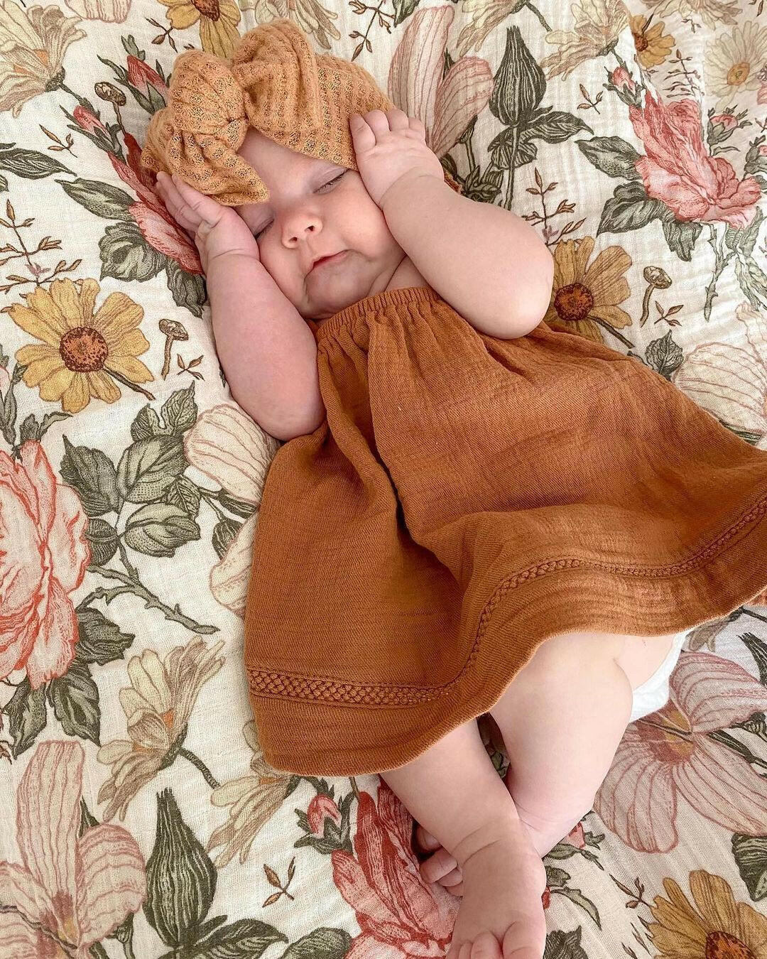 Muslin Swaddle Garden Floral Baby Blanket Swaddle Mini Wander, LLC   