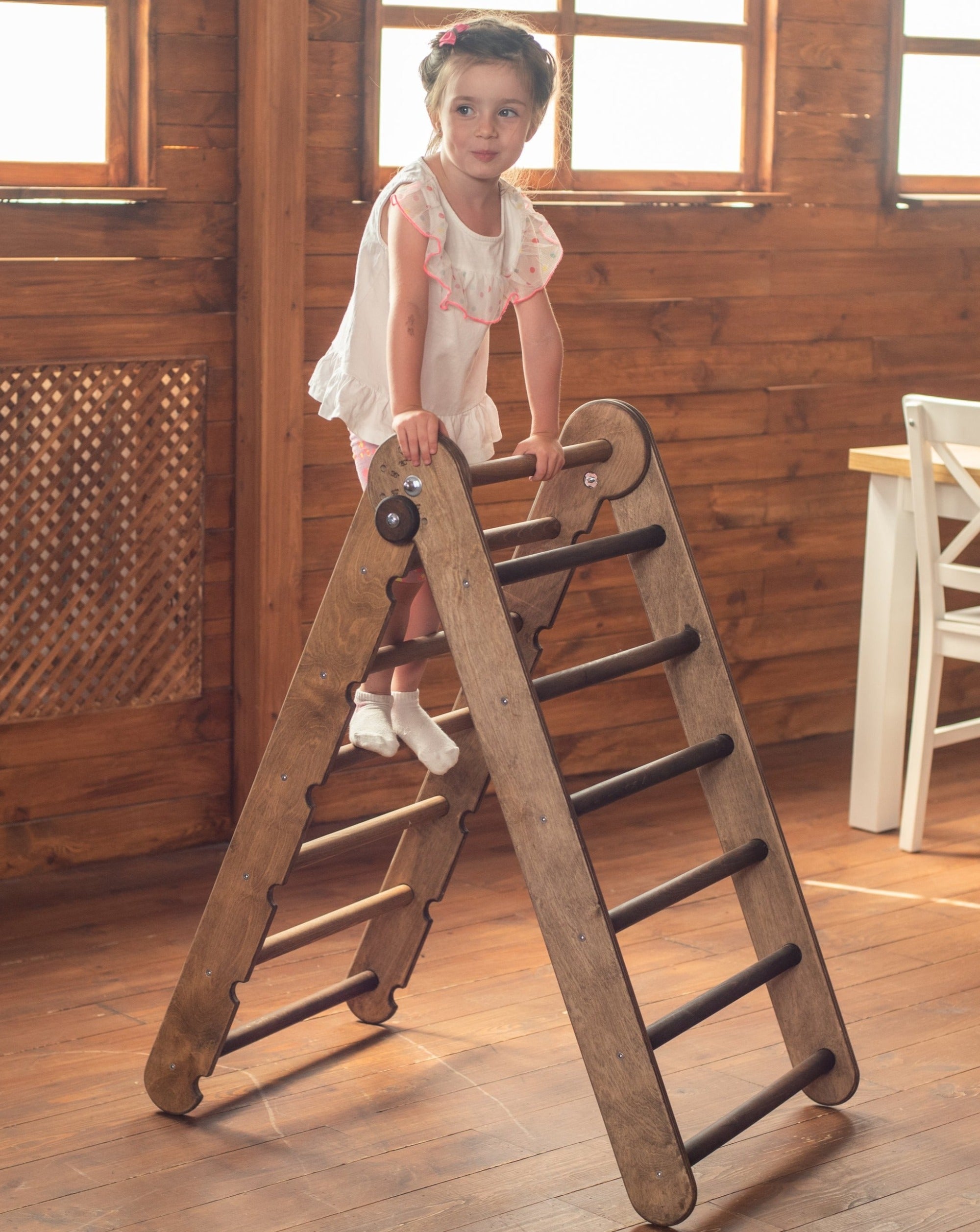 Triangle Ladder - Montessori Climber for Toddlers 1-7 y.o. – Chocolate Single Ladders Goodevas   