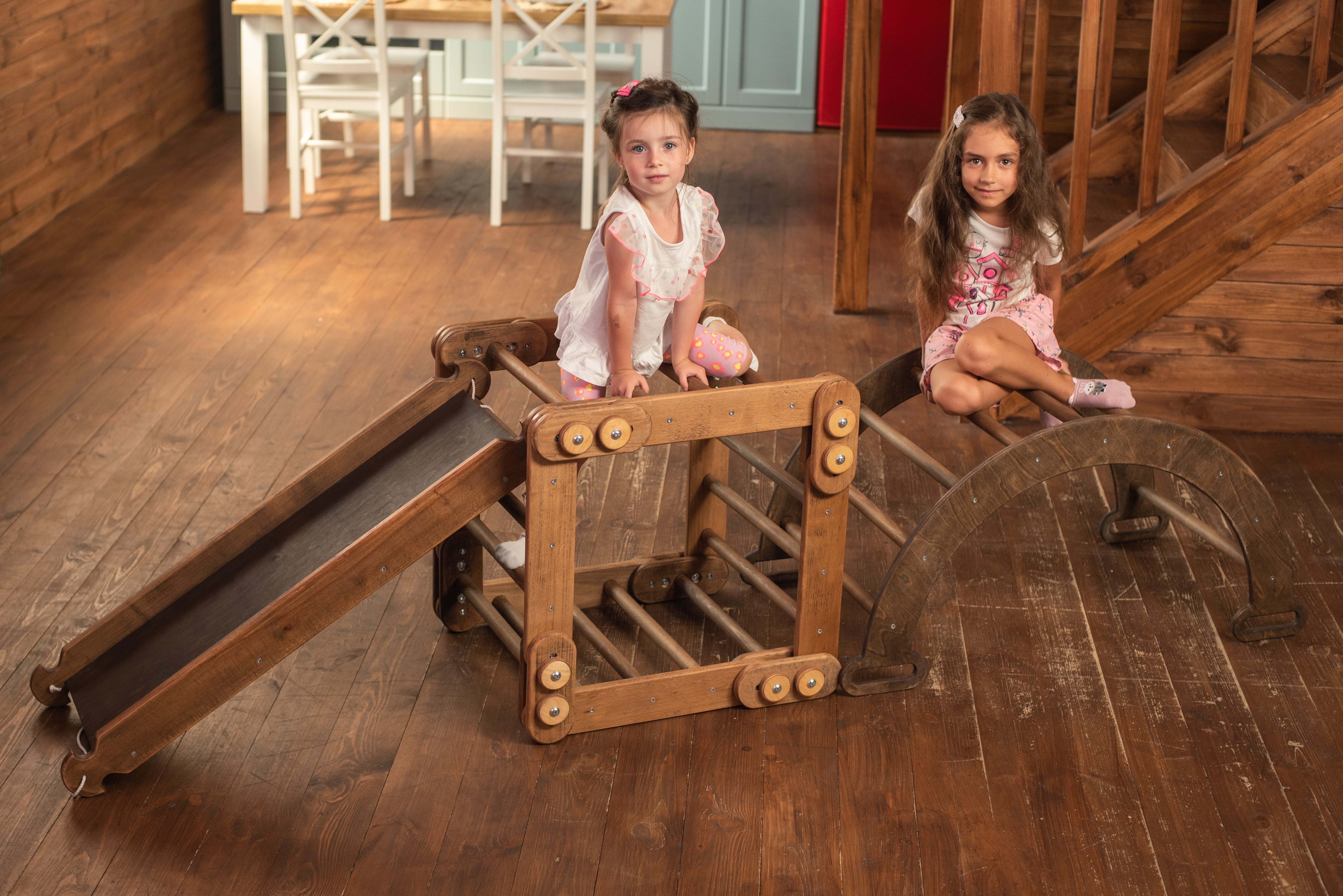 3in1 Montessori Climbing Set: Snake Ladder + Arch/Rocker + Slide Board/Ramp – Chocolate 3in1 Playsets Goodevas   