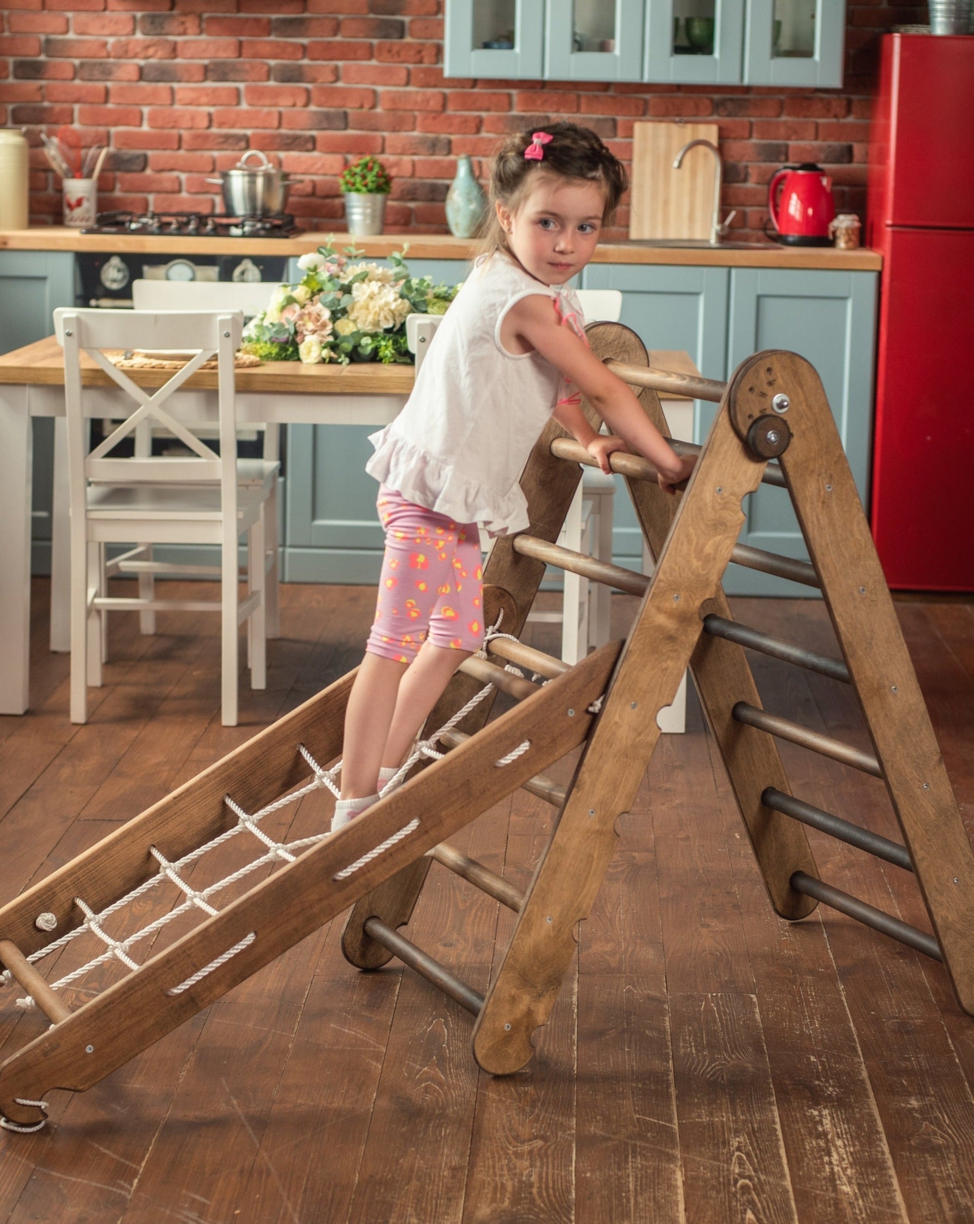 2in1 Montessori Climbing Set: Triangle Ladder + Climbing Net 2in1 Playsets Goodevas   