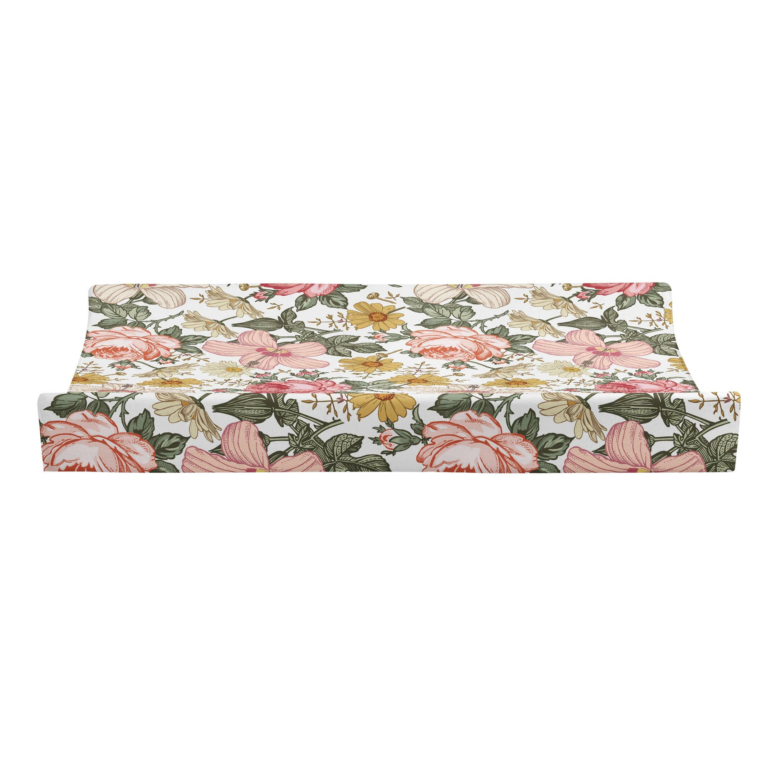 Changing Pad Cover - Vintage bright floral Baby Essentials JLIKA   