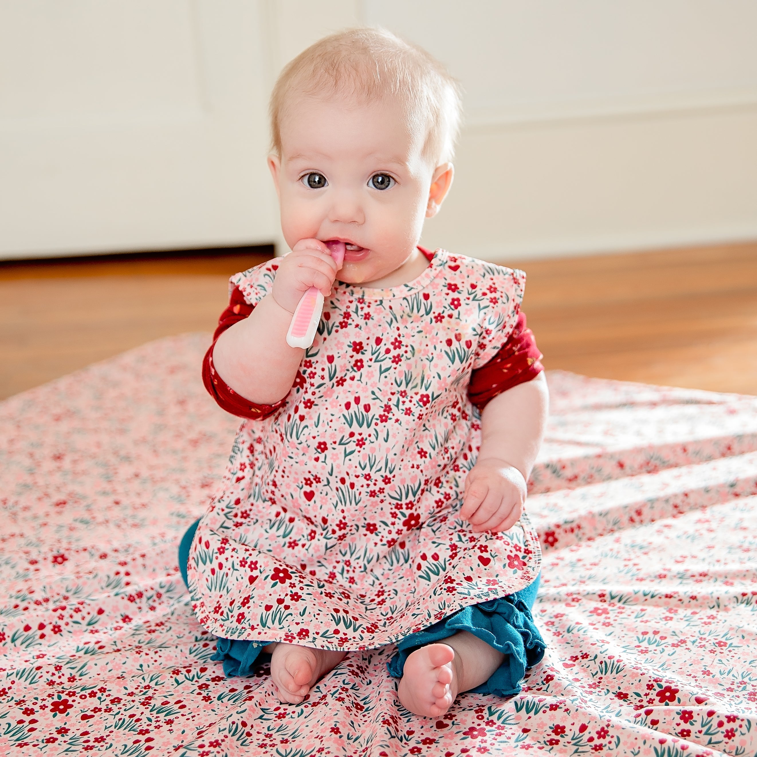 Blushing Blooms Splash Mat - A Waterproof Catch-All for Highchair Spills and More!  BapronBaby   