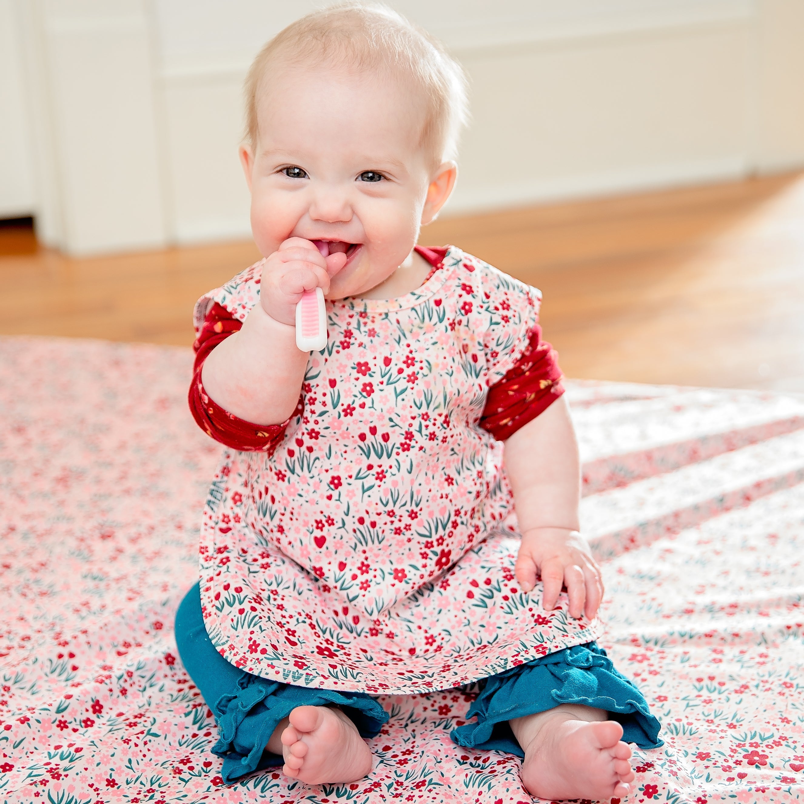 Blushing Blooms Splash Mat - A Waterproof Catch-All for Highchair Spills and More!  BapronBaby   