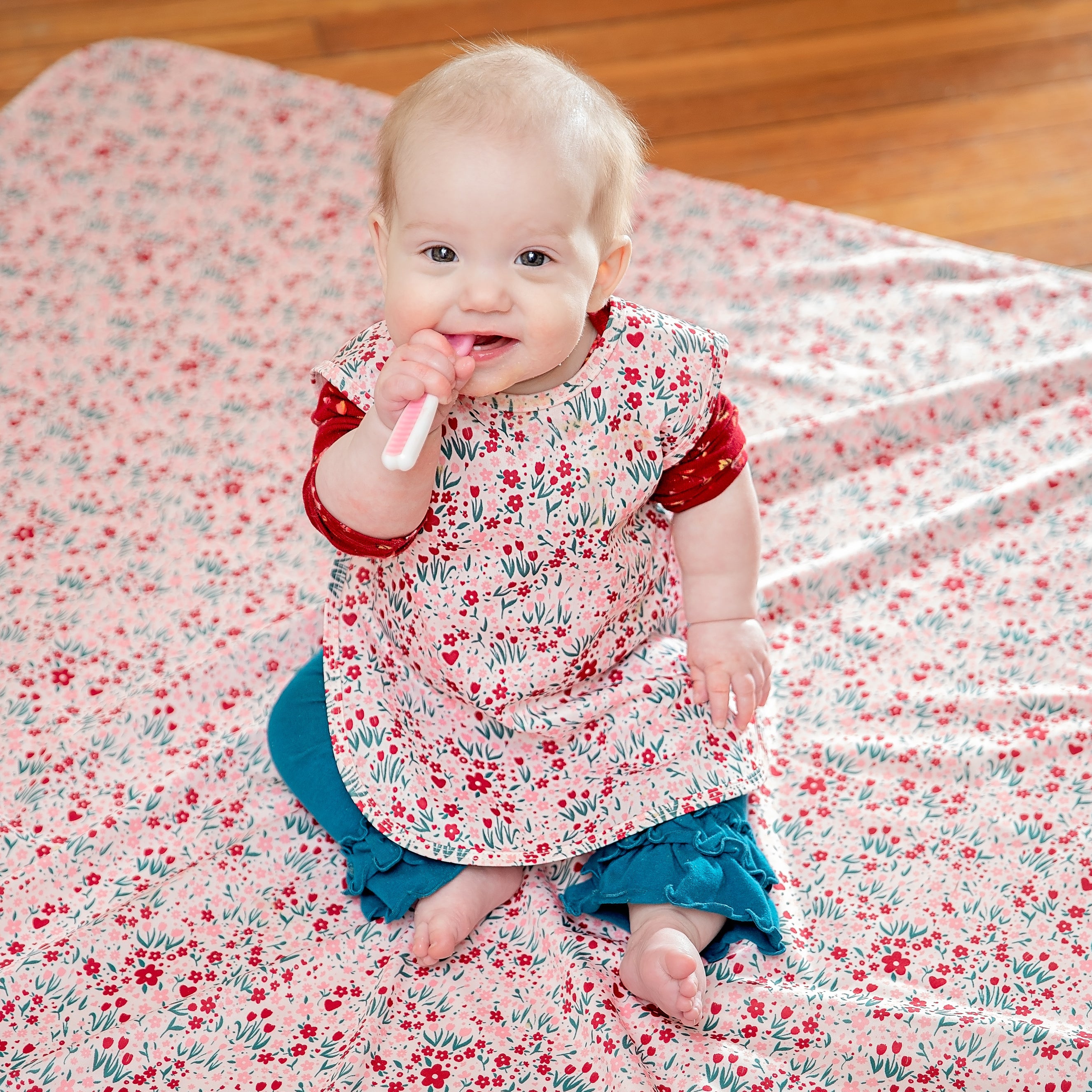 Blushing Blooms Splash Mat - A Waterproof Catch-All for Highchair Spills and More!  BapronBaby   