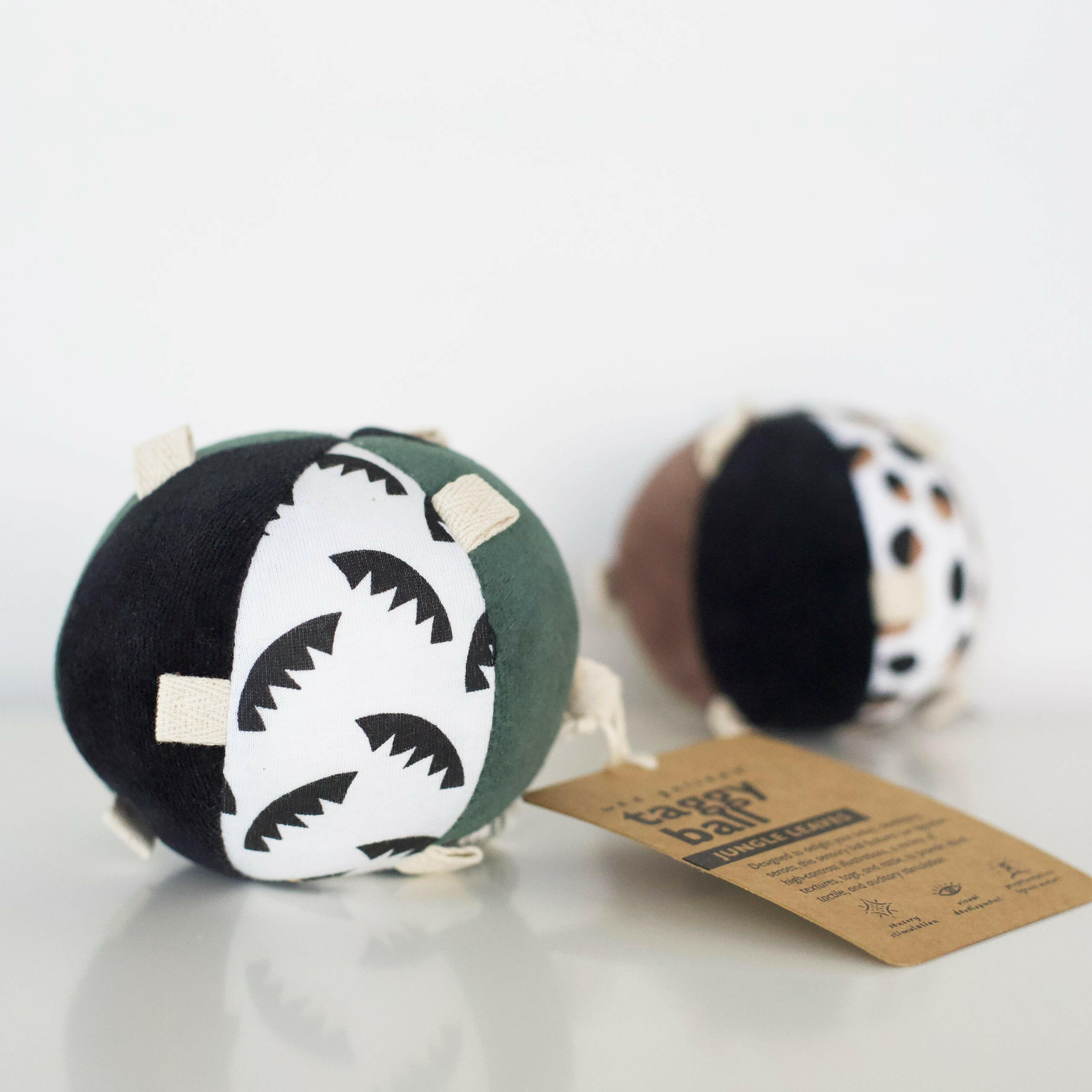 Taggy Ball with Rattle - Jungle Leaves  Wee Gallery   