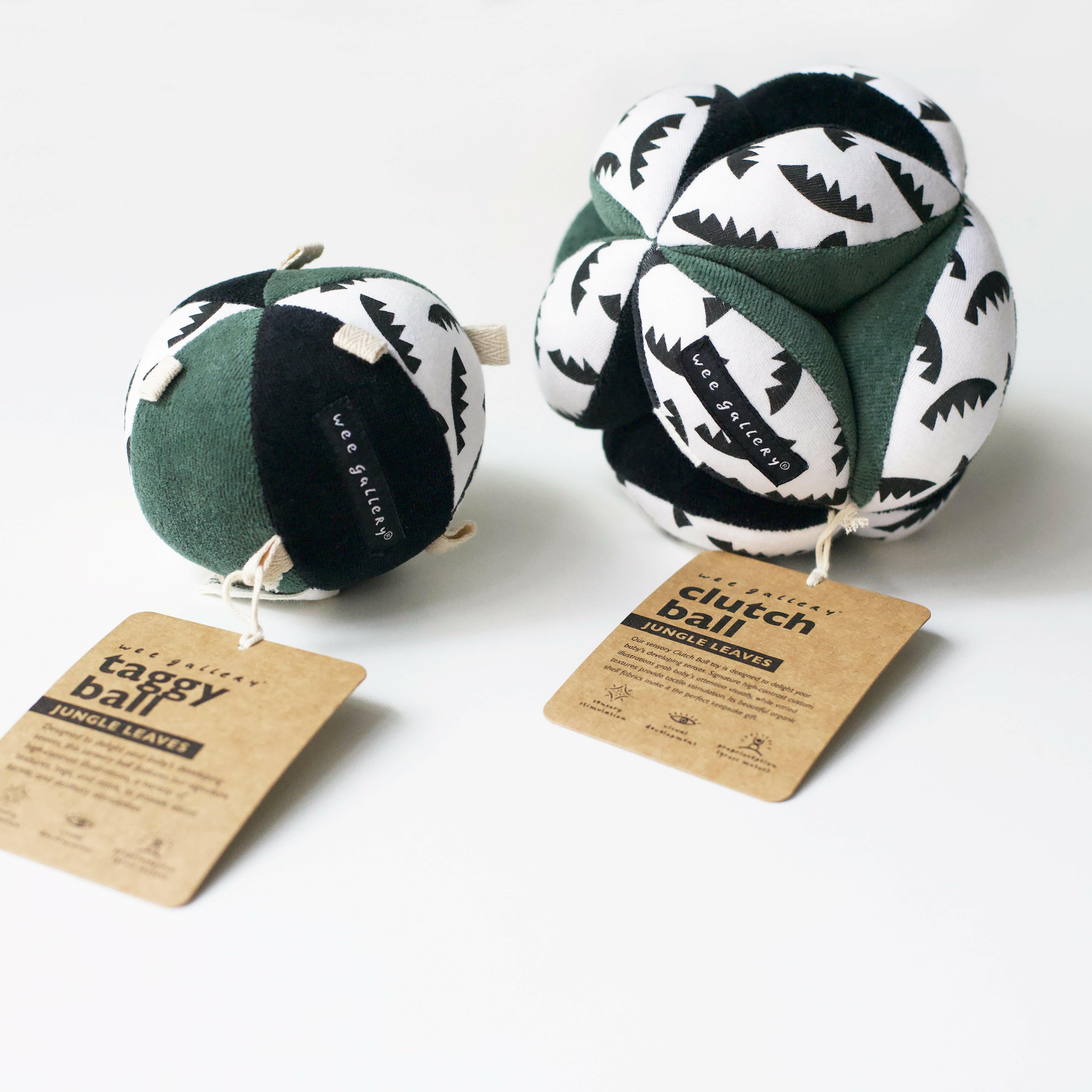 Taggy Ball with Rattle - Jungle Leaves  Wee Gallery   