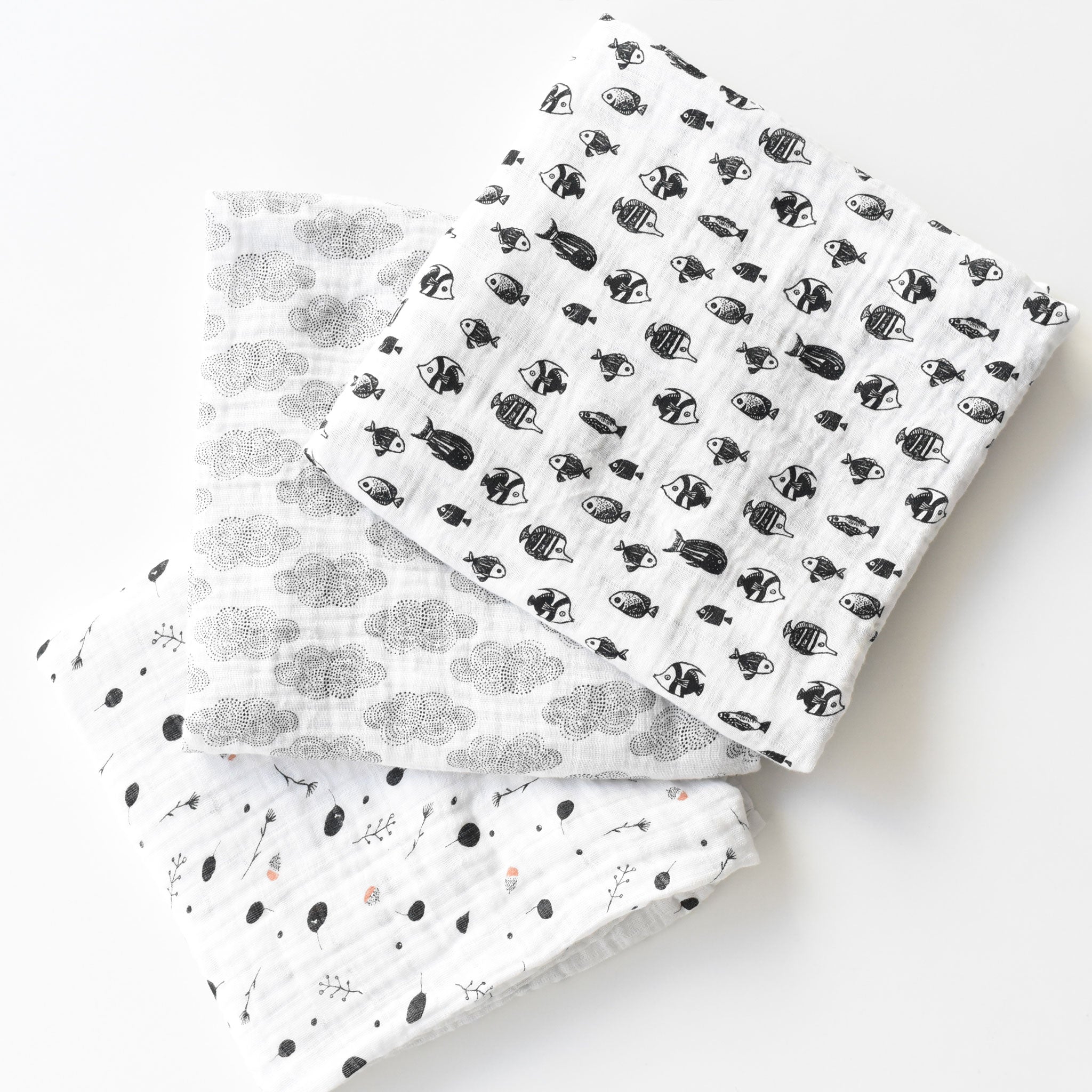 Organic Muslin Swaddle - Fish Swaddles Wee Gallery   