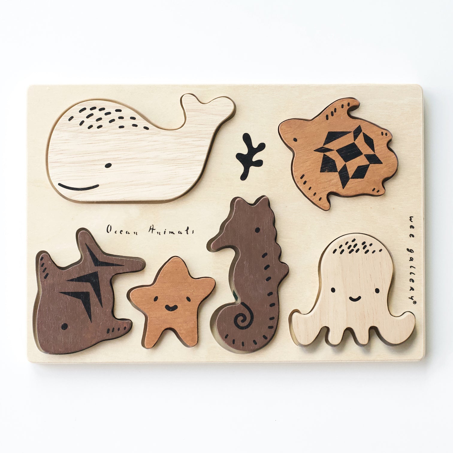 Wooden Tray Puzzle - Ocean Animals - 2nd Edition Wooden Toys Wee Gallery   