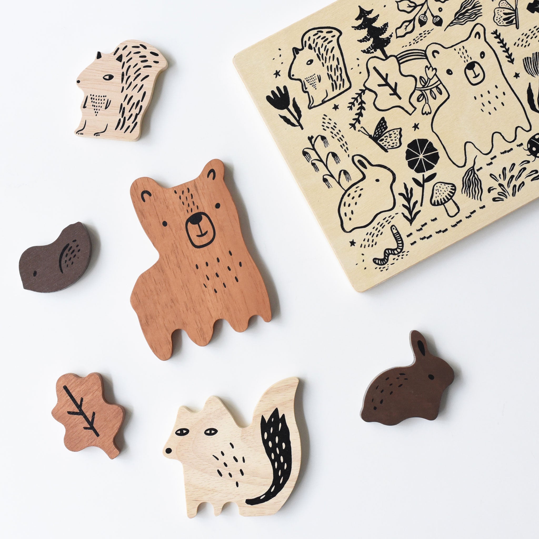 Wooden Tray Puzzle - Woodland Animals - 2nd Edition Wooden Toys Wee Gallery   