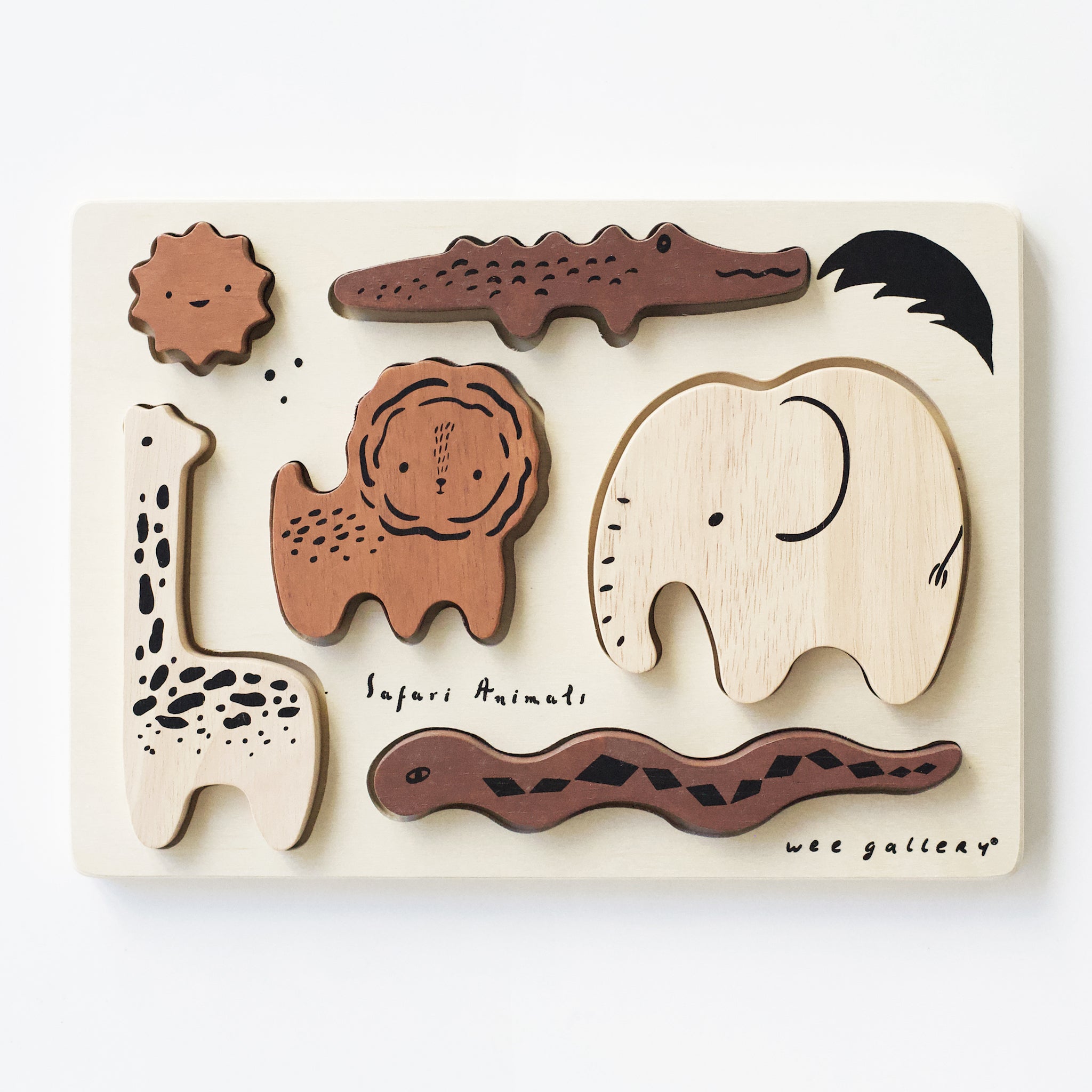 Wooden Tray Puzzle - Safari Animals - 2nd Edition Wooden Toys Wee Gallery   