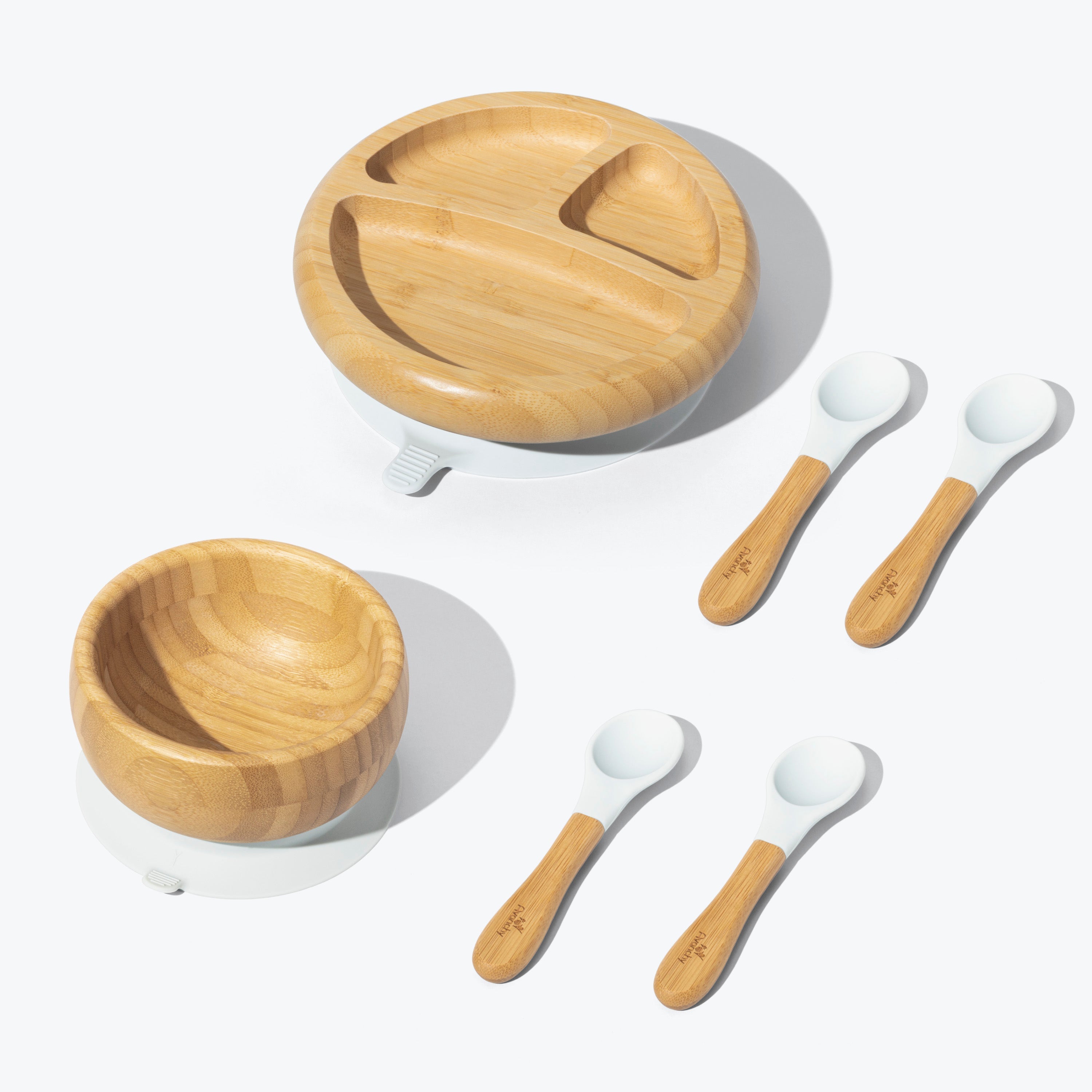 Avanchy Bamboo Starter Kits Nursing & Feeding Avanchy Sustainable Baby Dishware Spoons White 