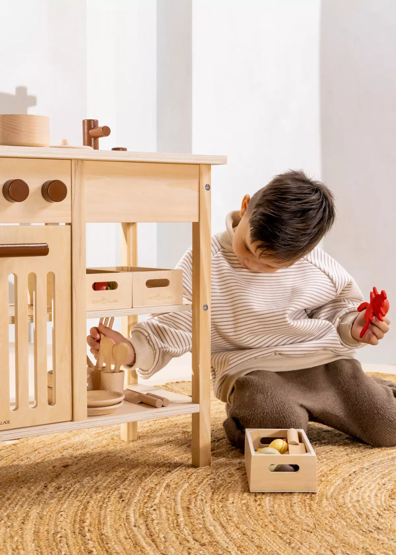 Montessori Wooden Play House Toys Children Kitchen Pretend Toy