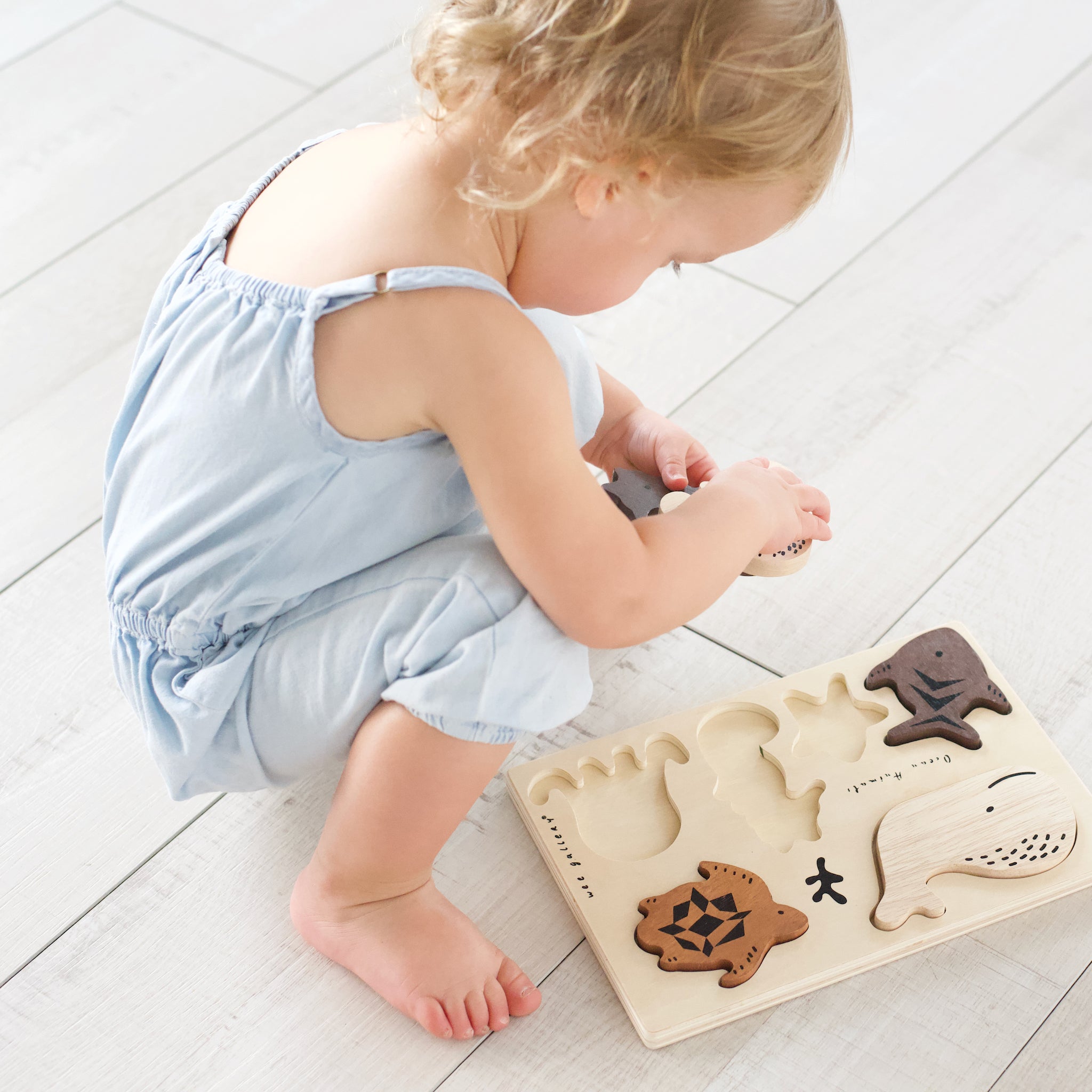 Wooden Tray Puzzle - Ocean Animals - 2nd Edition Wooden Toys Wee Gallery   