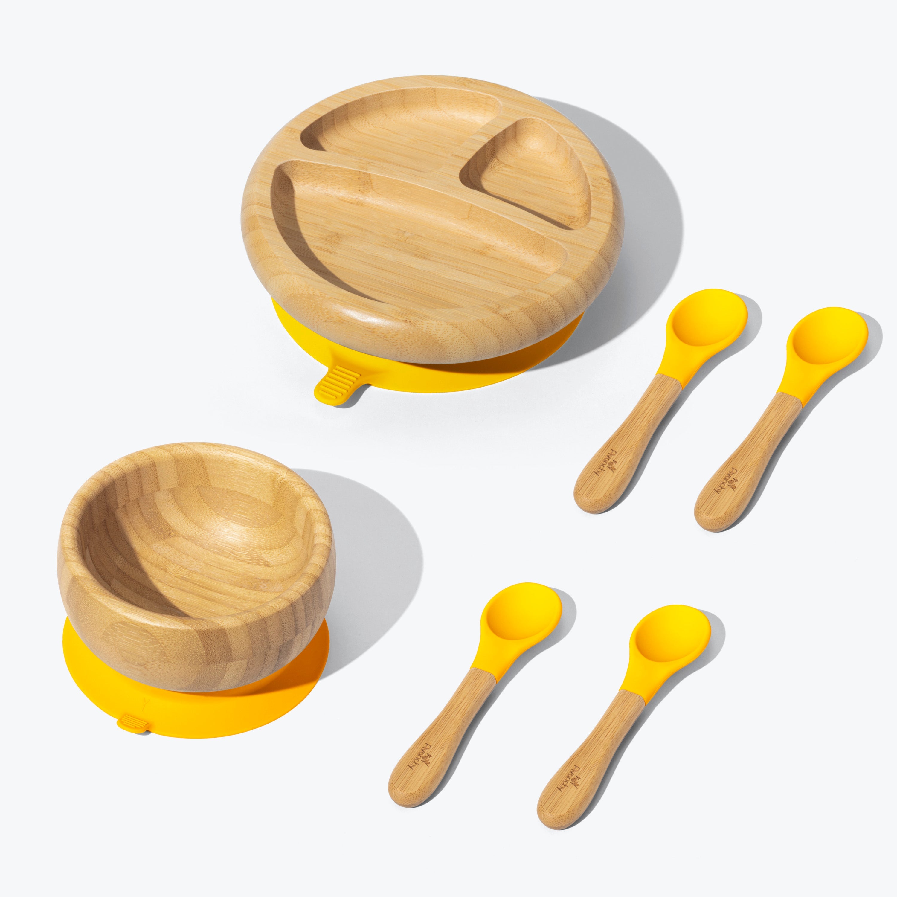 Avanchy Bamboo Starter Kits Nursing & Feeding Avanchy Sustainable Baby Dishware Spoons Yellow 